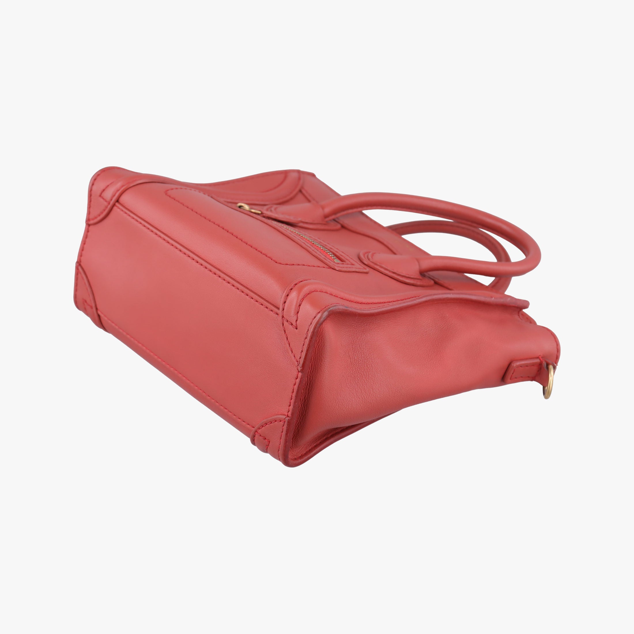 Pre-owned Celine Luggage Mini Shopper Red Leather  handbag | stylenewstar