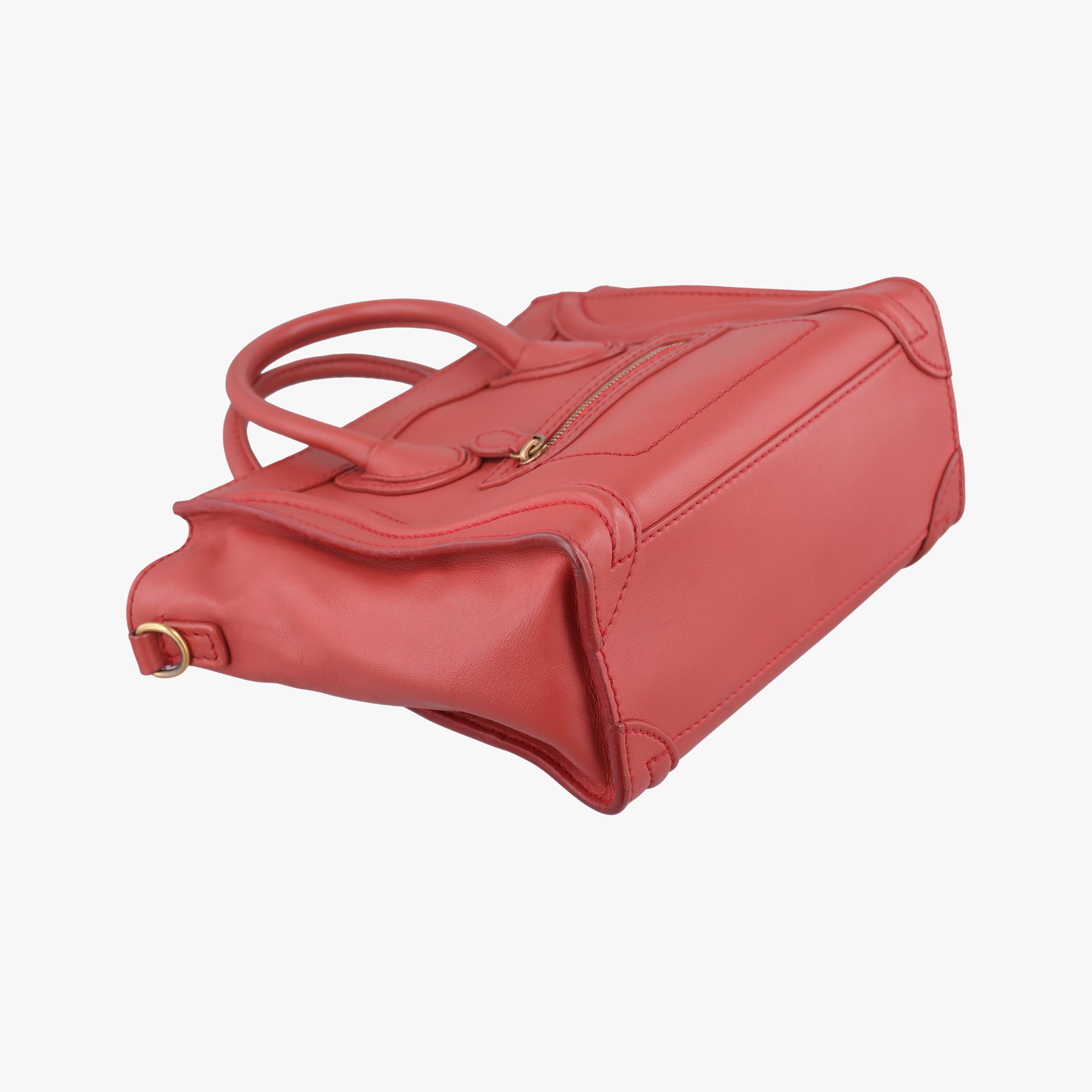 Pre-owned Celine Luggage Mini Shopper Red Leather  handbag | stylenewstar