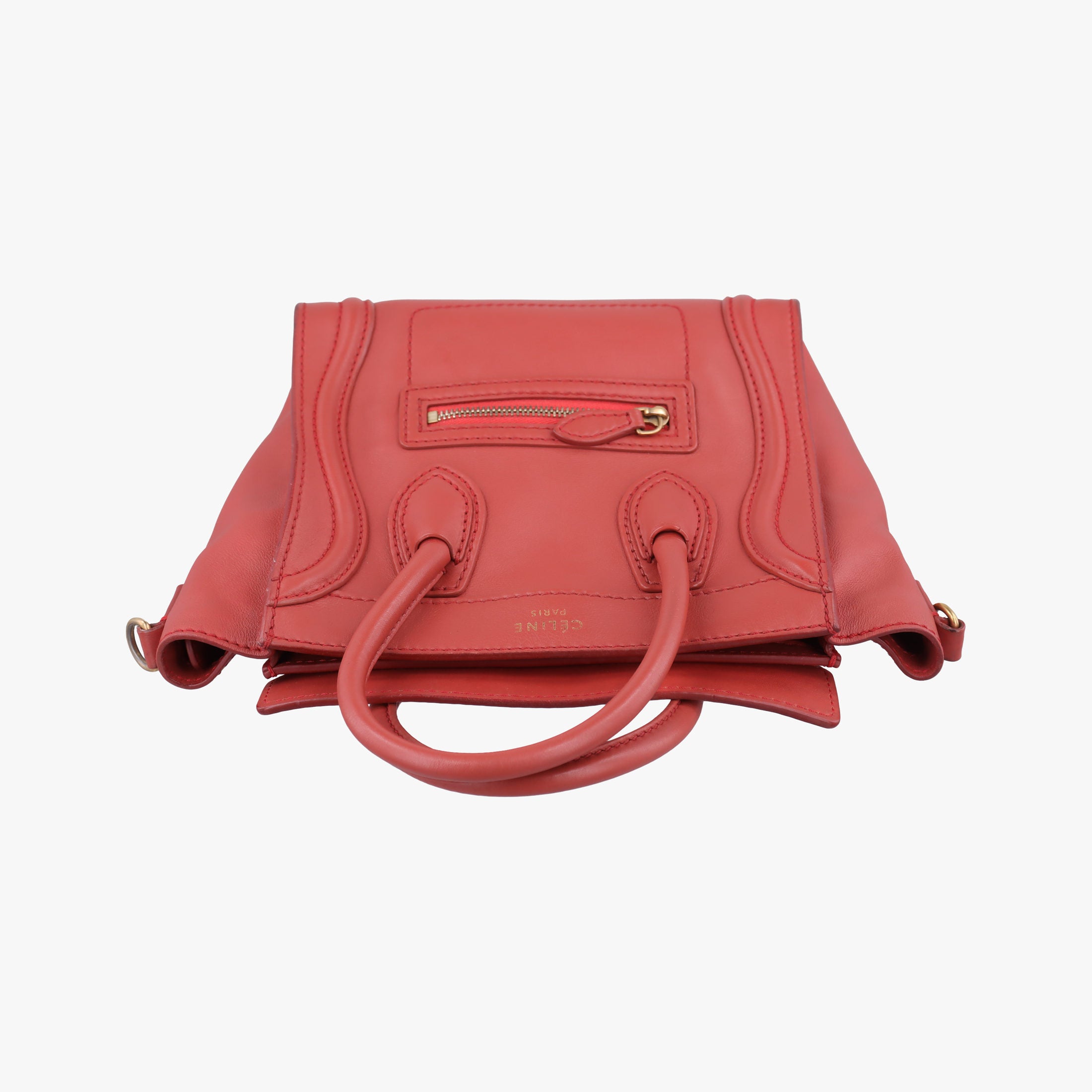 Pre-owned Celine Luggage Mini Shopper Red Leather  handbag | stylenewstar