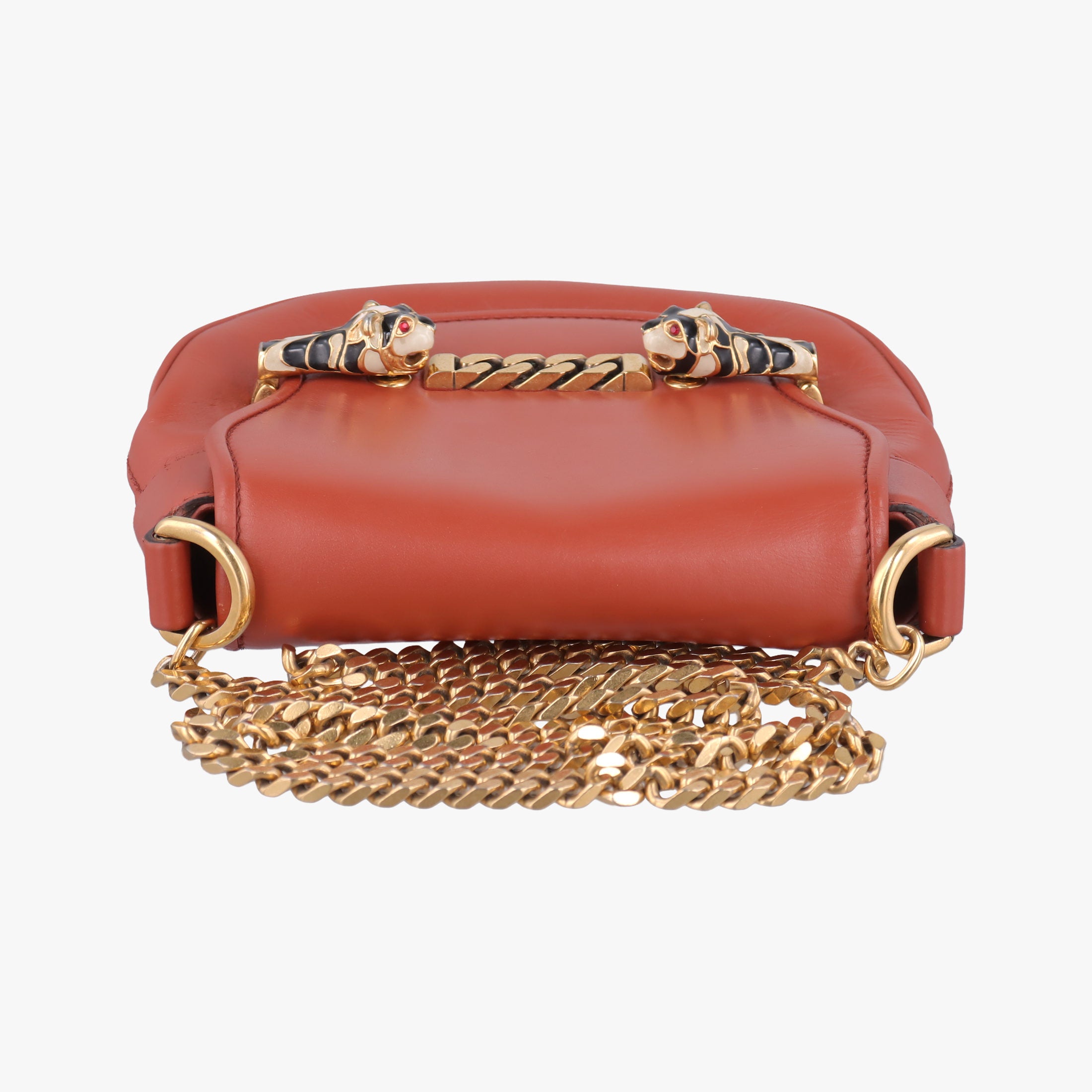Vintage Gucci Nubuck Tigrette Chain Brown leather 290684 shoulderbag | stylenewstar