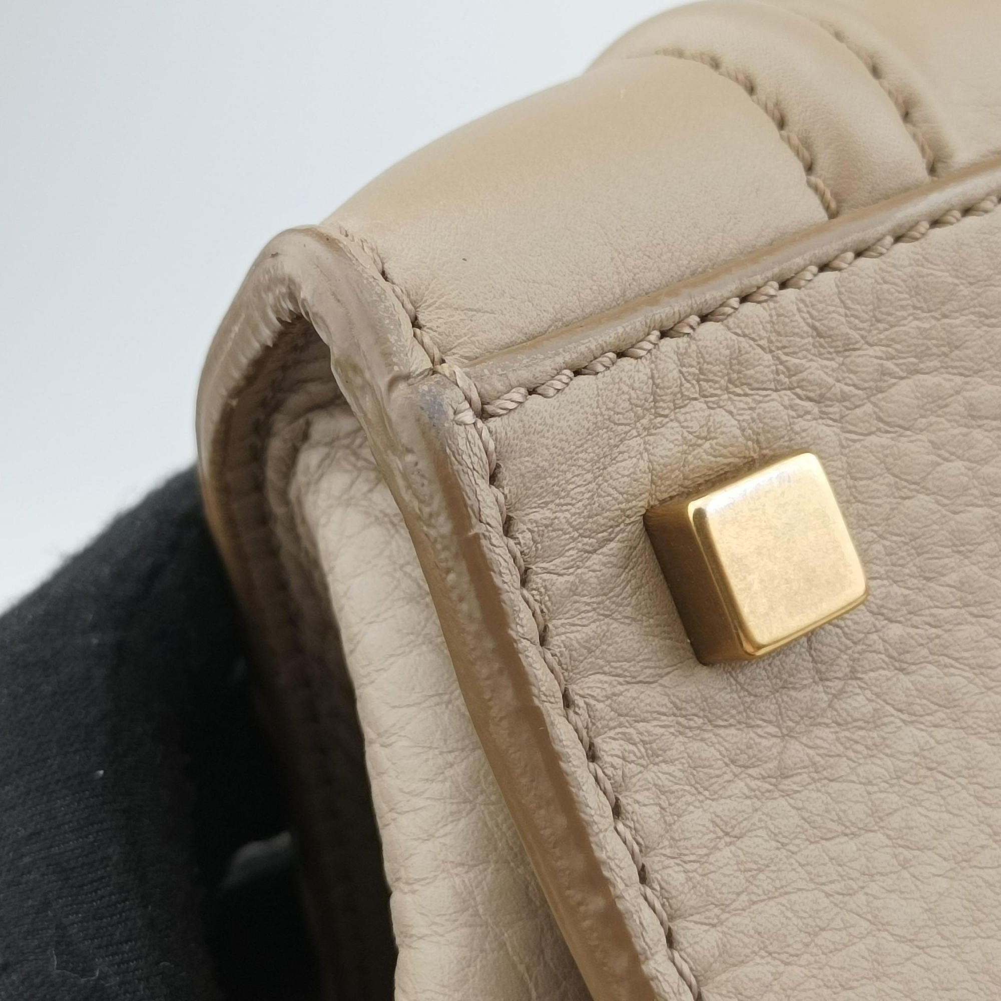 Pre-owned Celine Luggage Small Square Phantom Beige Leather  handbag | stylenewstar