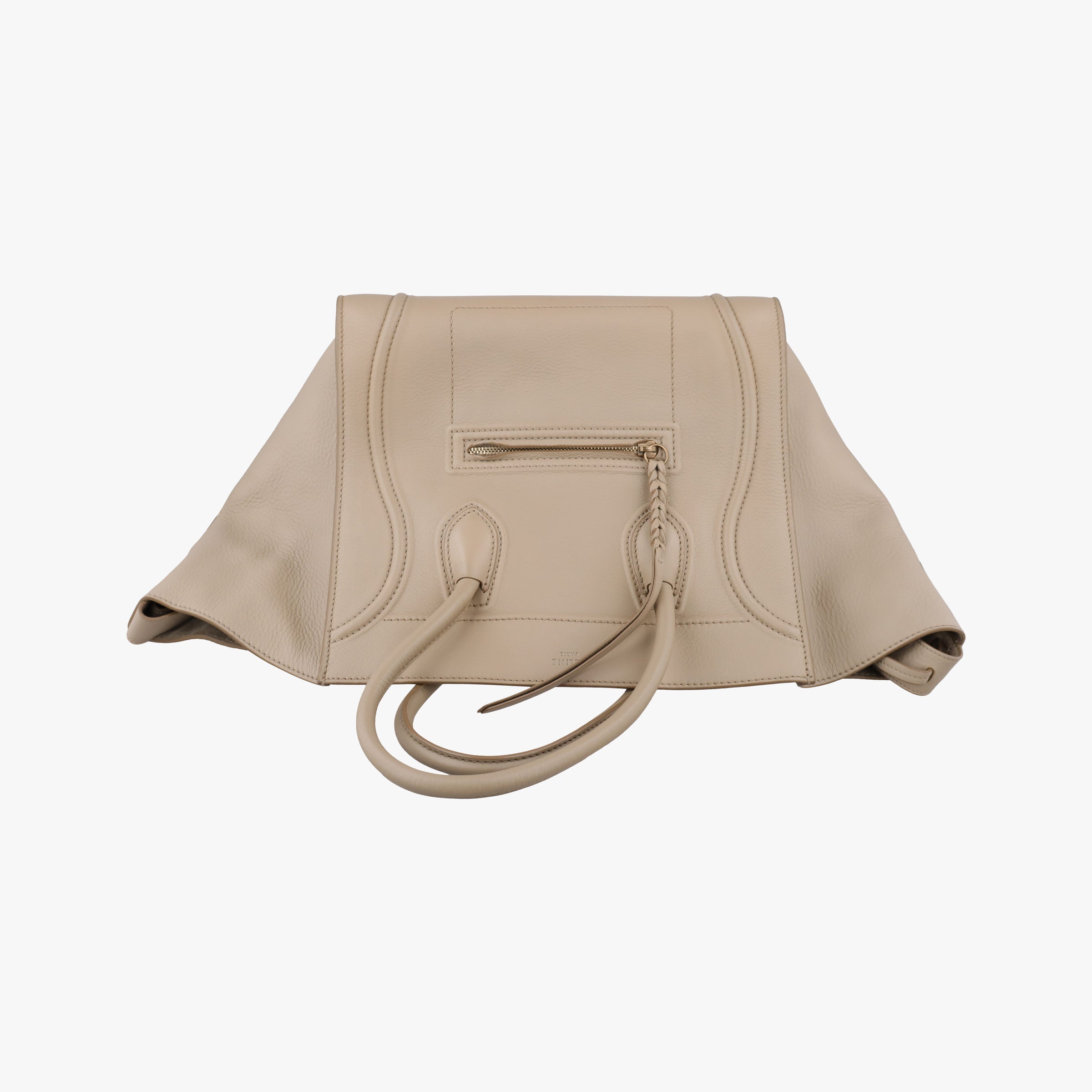 Pre-owned Celine Luggage Small Square Phantom Beige Leather  handbag | stylenewstar