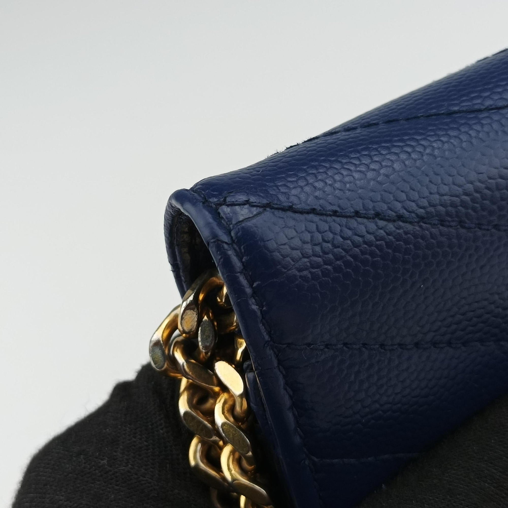 Vintage Yves Saint Laurent MONOGRAM Navy Caviar 377828 shoulderbag | stylenewstar
