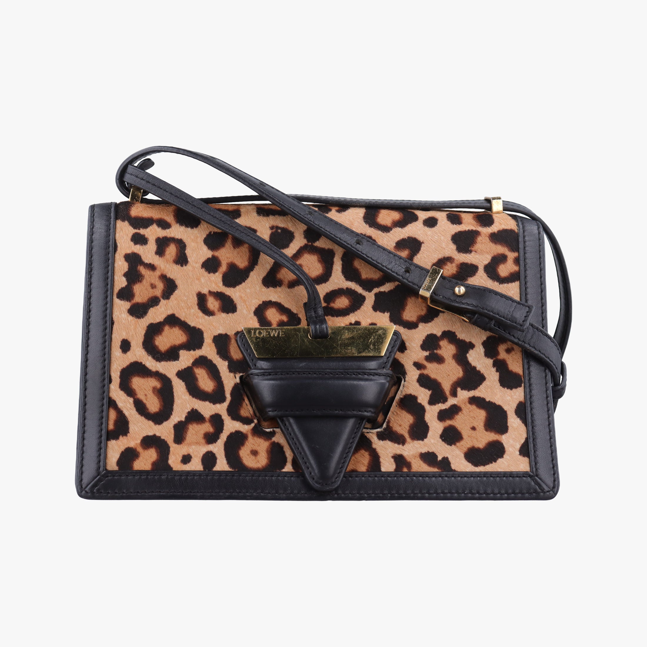 Pre-owned Loewe Barcelona Brown ponyhair×Calf  shoulderbag | stylenewstar