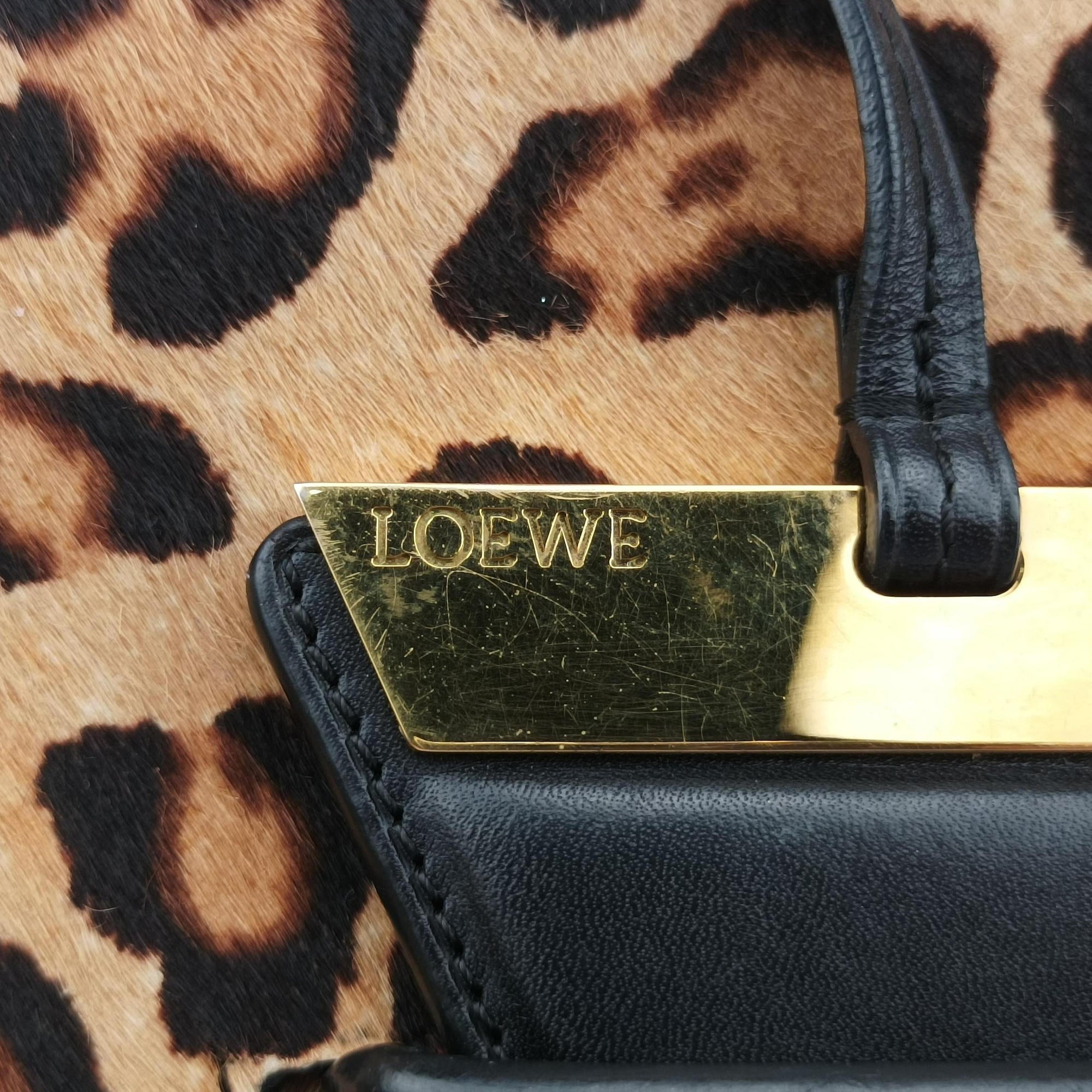 Pre-owned Loewe Barcelona Brown ponyhair×Calf  shoulderbag | stylenewstar