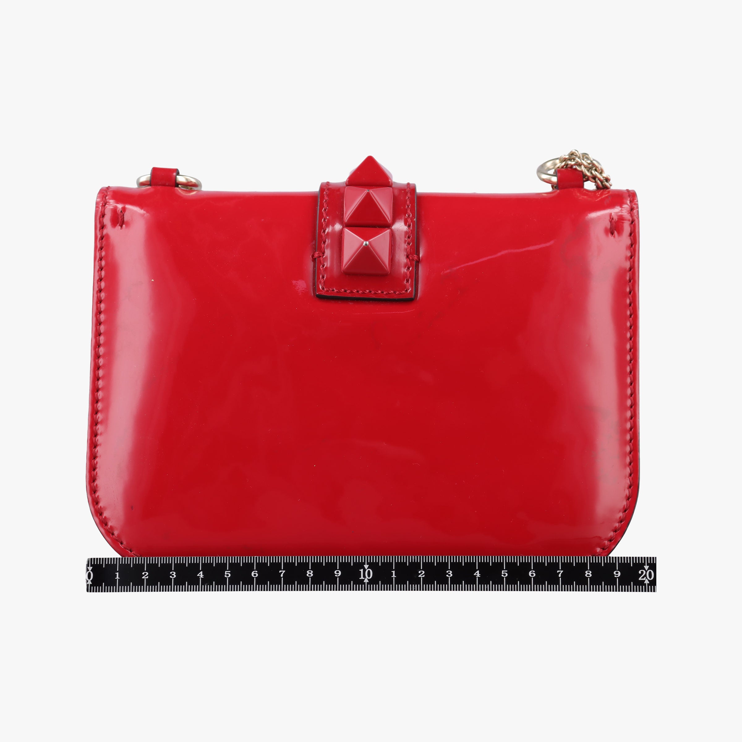 Vintage Valentino Rockstud Glam Lock Red Patent Leather  shoulderbag | stylenewstar