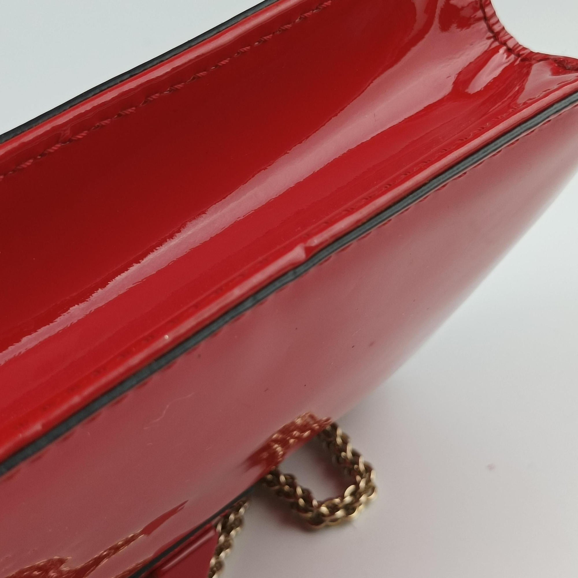 Vintage Valentino Rockstud Glam Lock Red Patent Leather  shoulderbag | stylenewstar