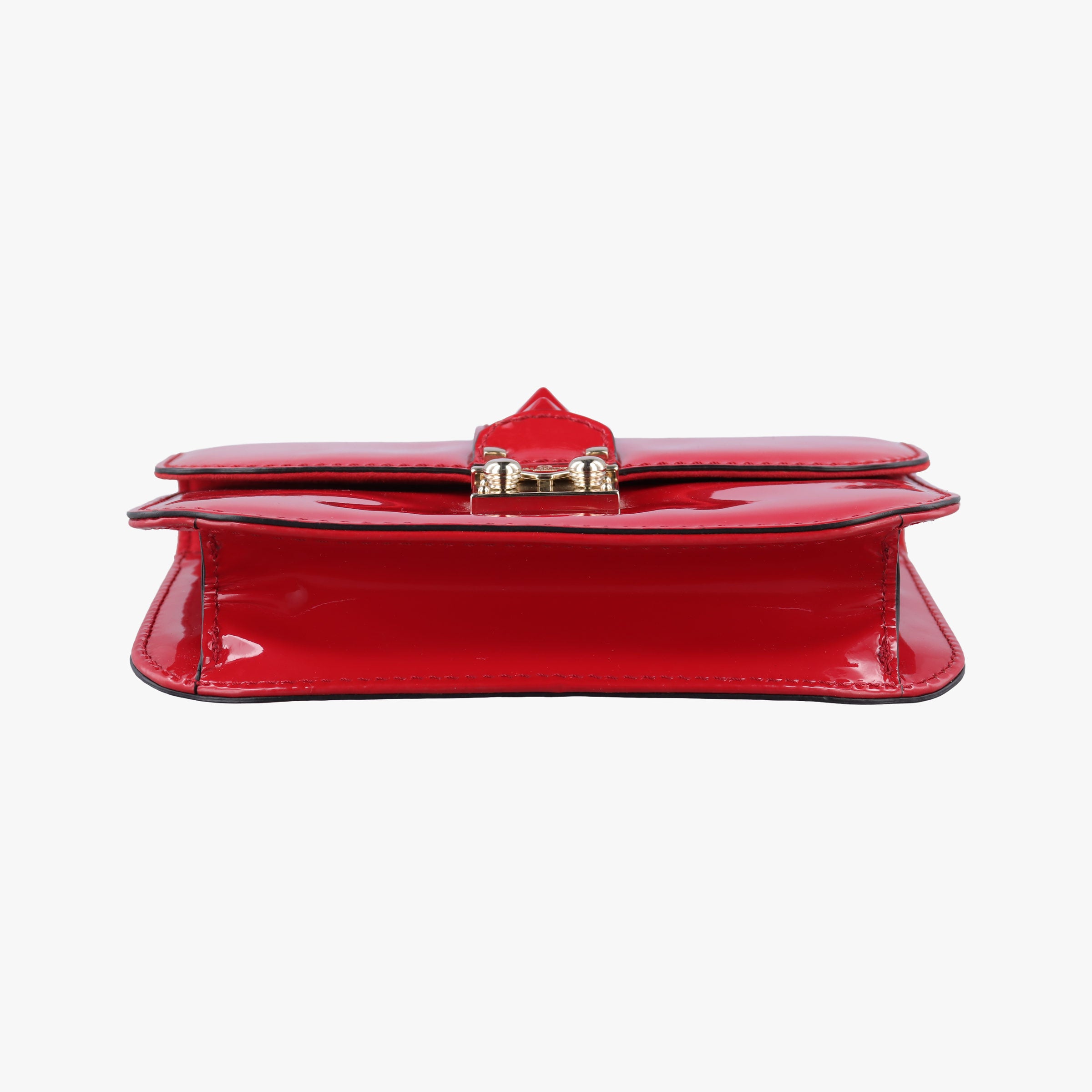 Vintage Valentino Rockstud Glam Lock Red Patent Leather  shoulderbag | stylenewstar