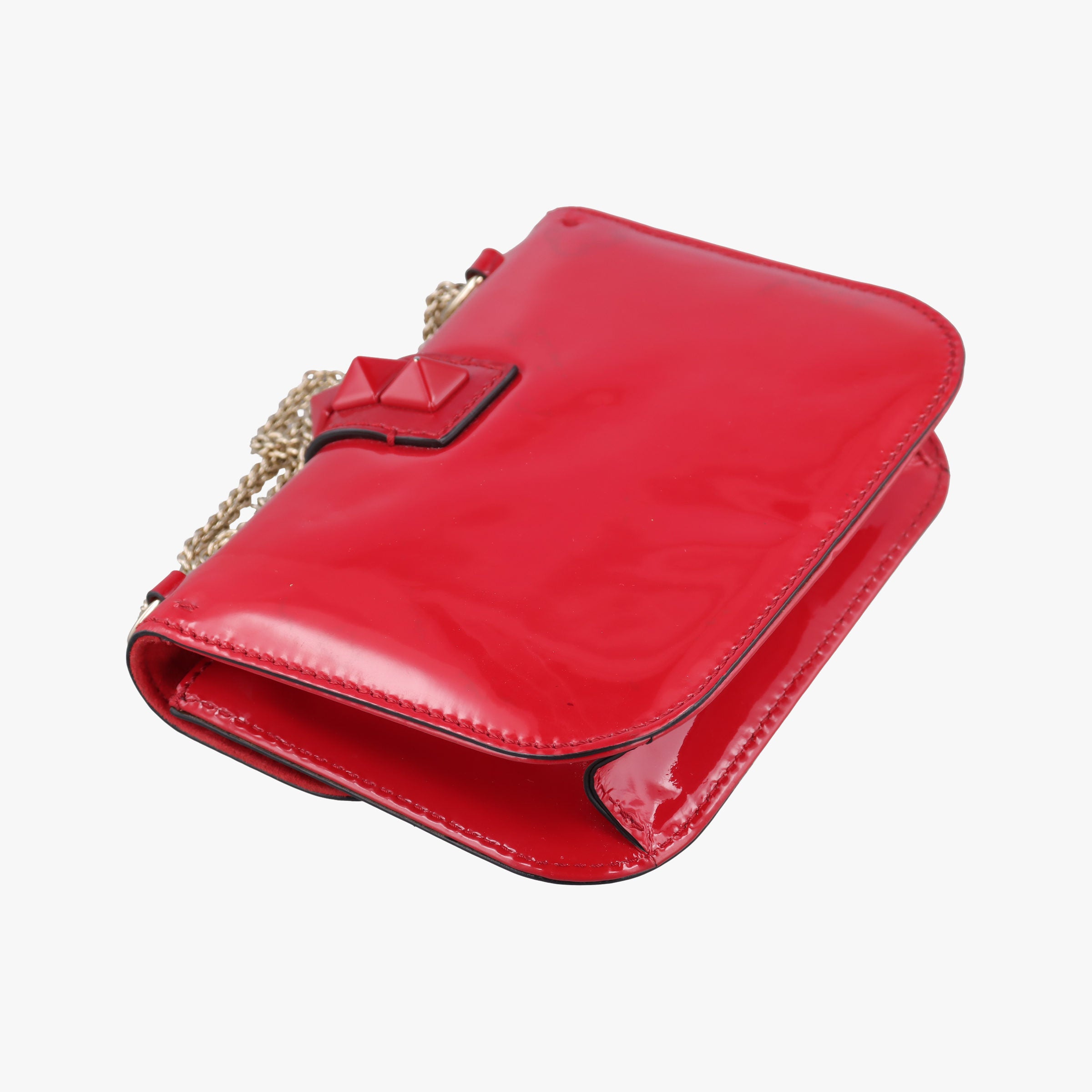 Vintage Valentino Rockstud Glam Lock Red Patent Leather  shoulderbag | stylenewstar