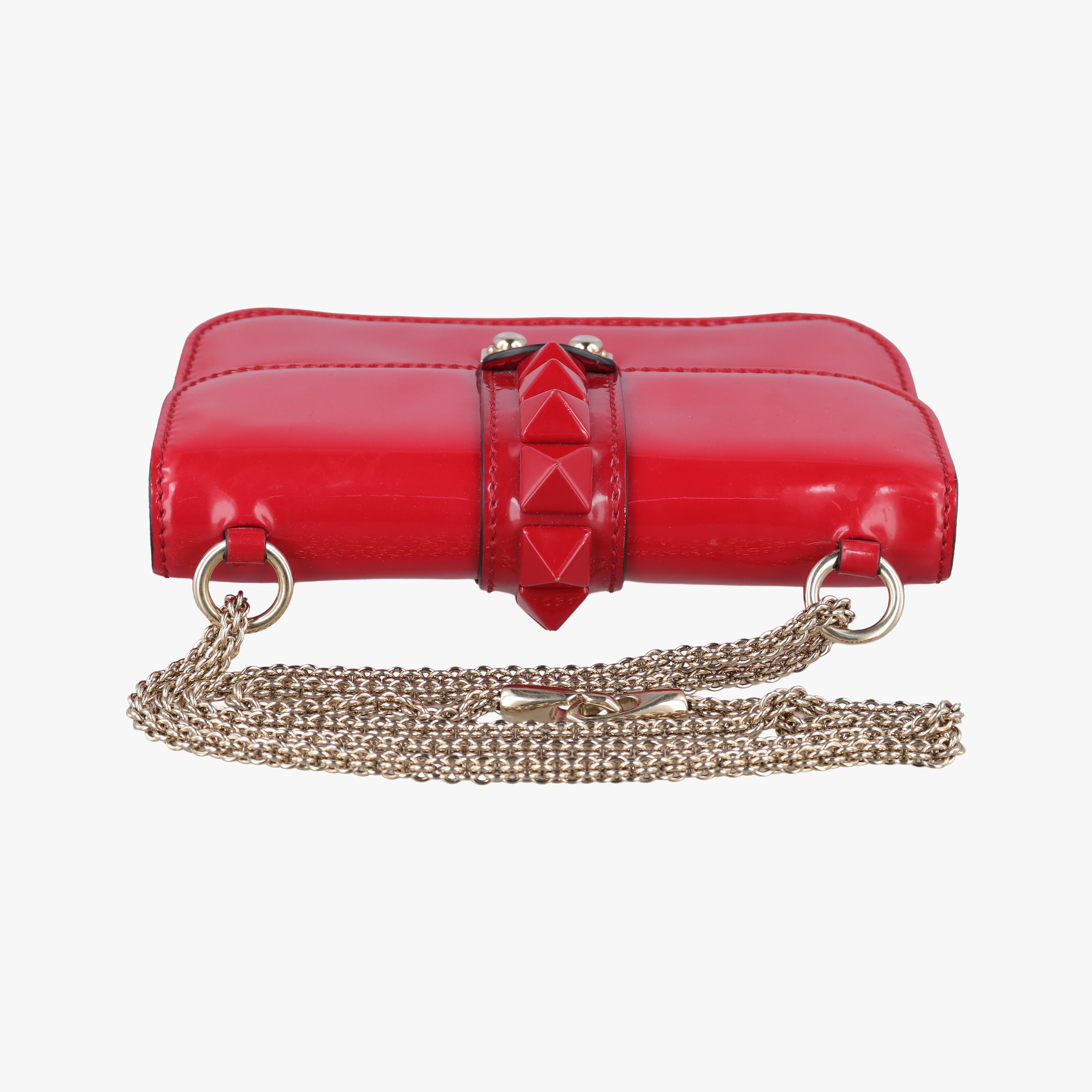 Vintage Valentino Rockstud Glam Lock Red Patent Leather  shoulderbag | stylenewstar