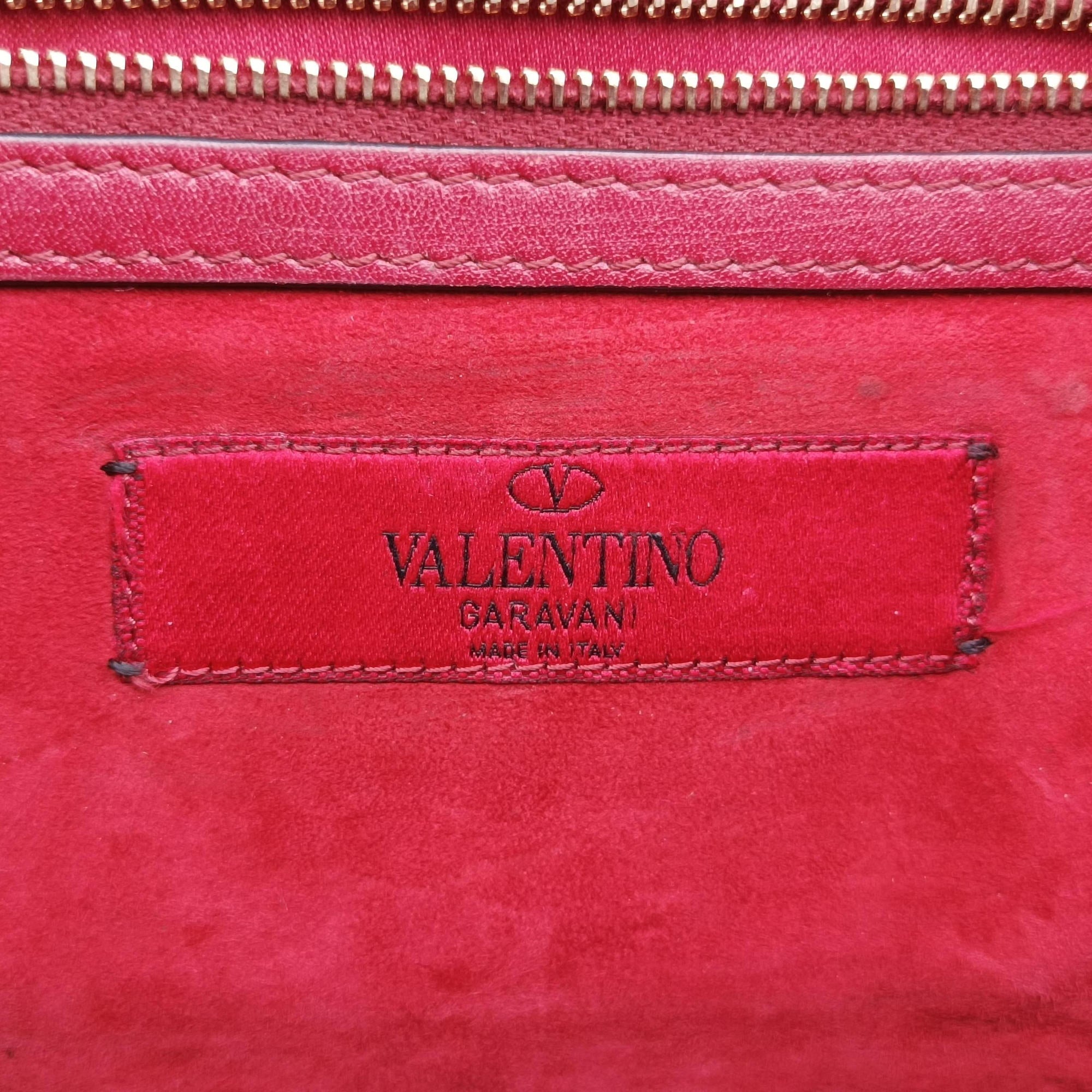 Pre-owned Valentino Rockstud Glam Lock Red Leather  shoulderbag | stylenewstar