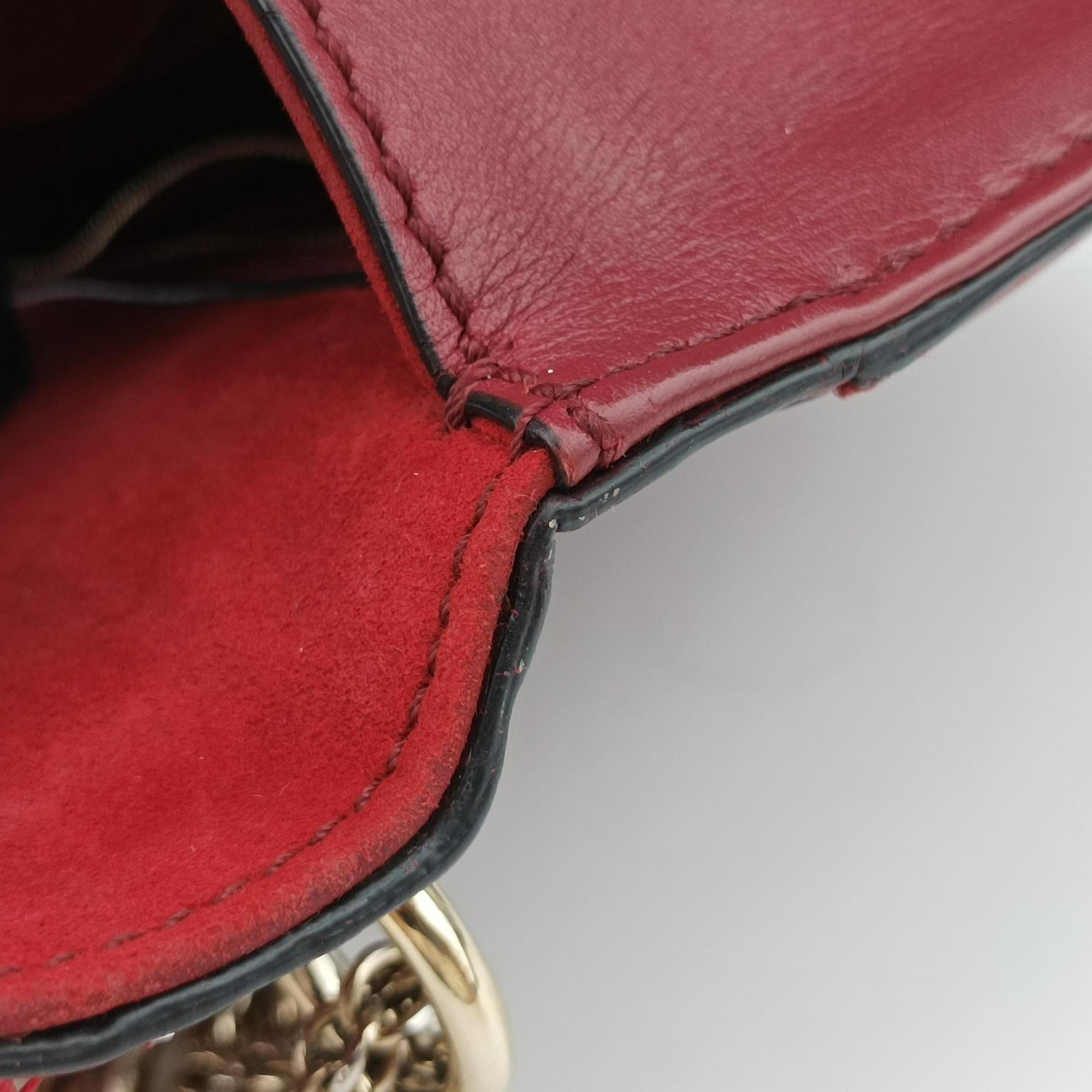 Pre-owned Valentino Rockstud Glam Lock Red Leather  shoulderbag | stylenewstar