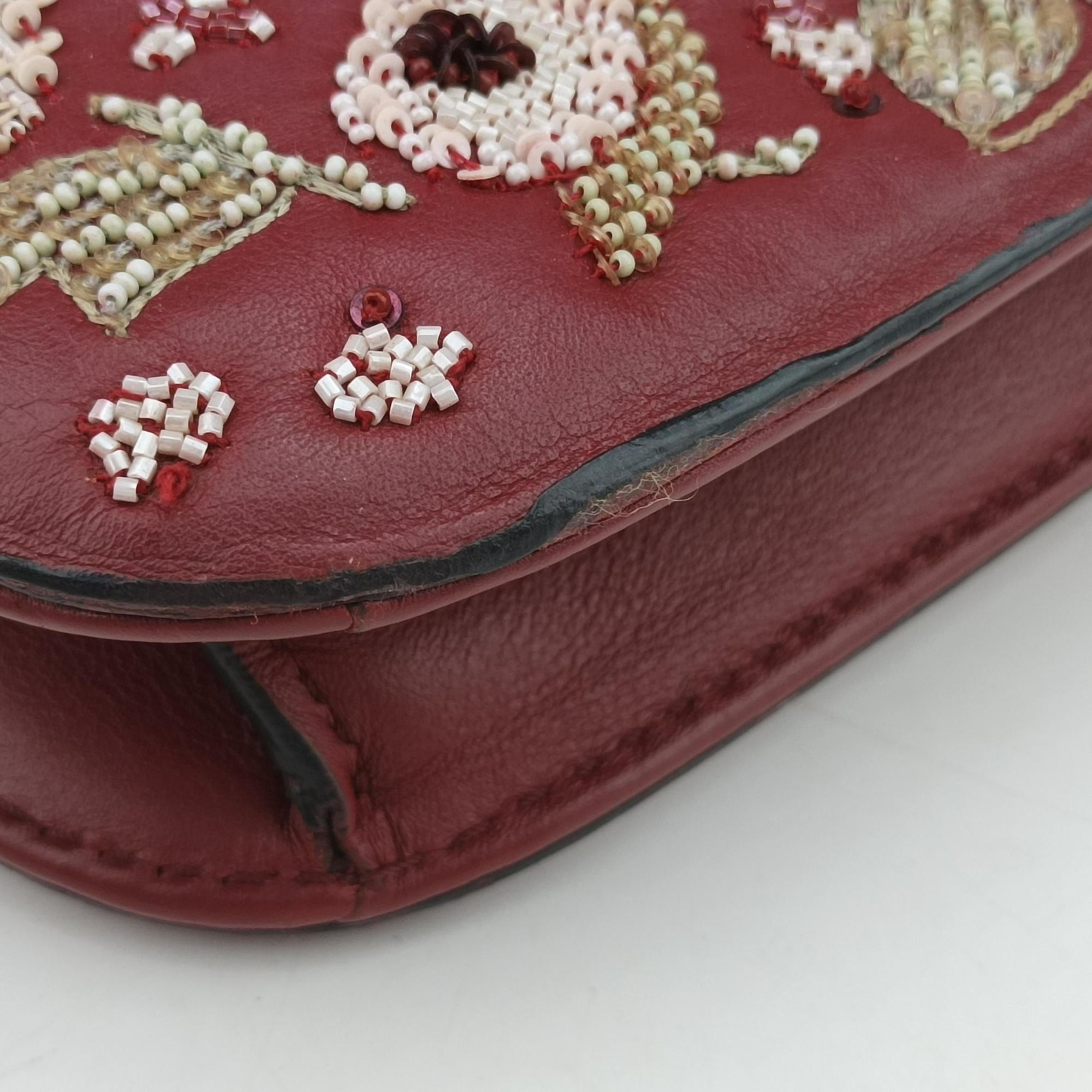 Pre-owned Valentino Rockstud Glam Lock Red Leather  shoulderbag | stylenewstar