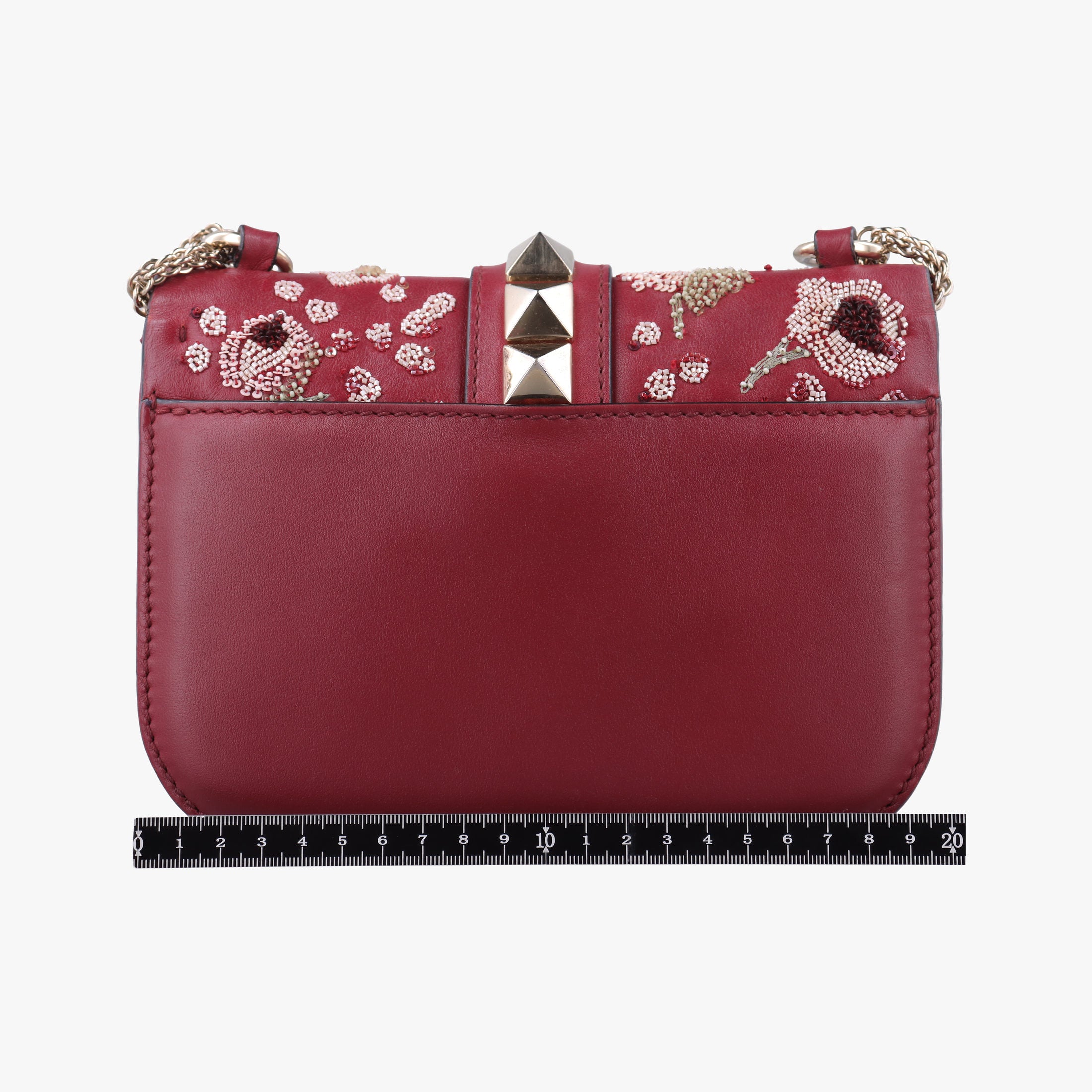 Pre-owned Valentino Rockstud Glam Lock Red Leather  shoulderbag | stylenewstar