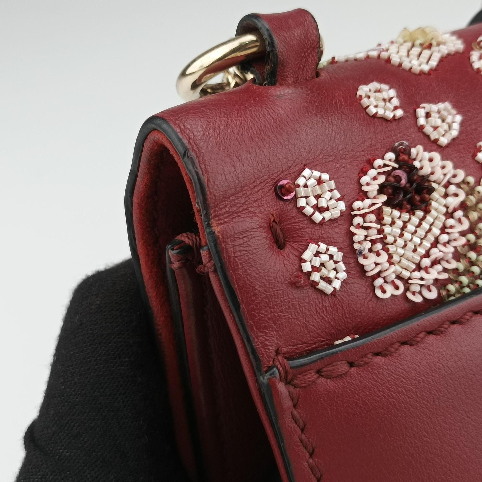 Pre-owned Valentino Rockstud Glam Lock Red Leather  shoulderbag | stylenewstar