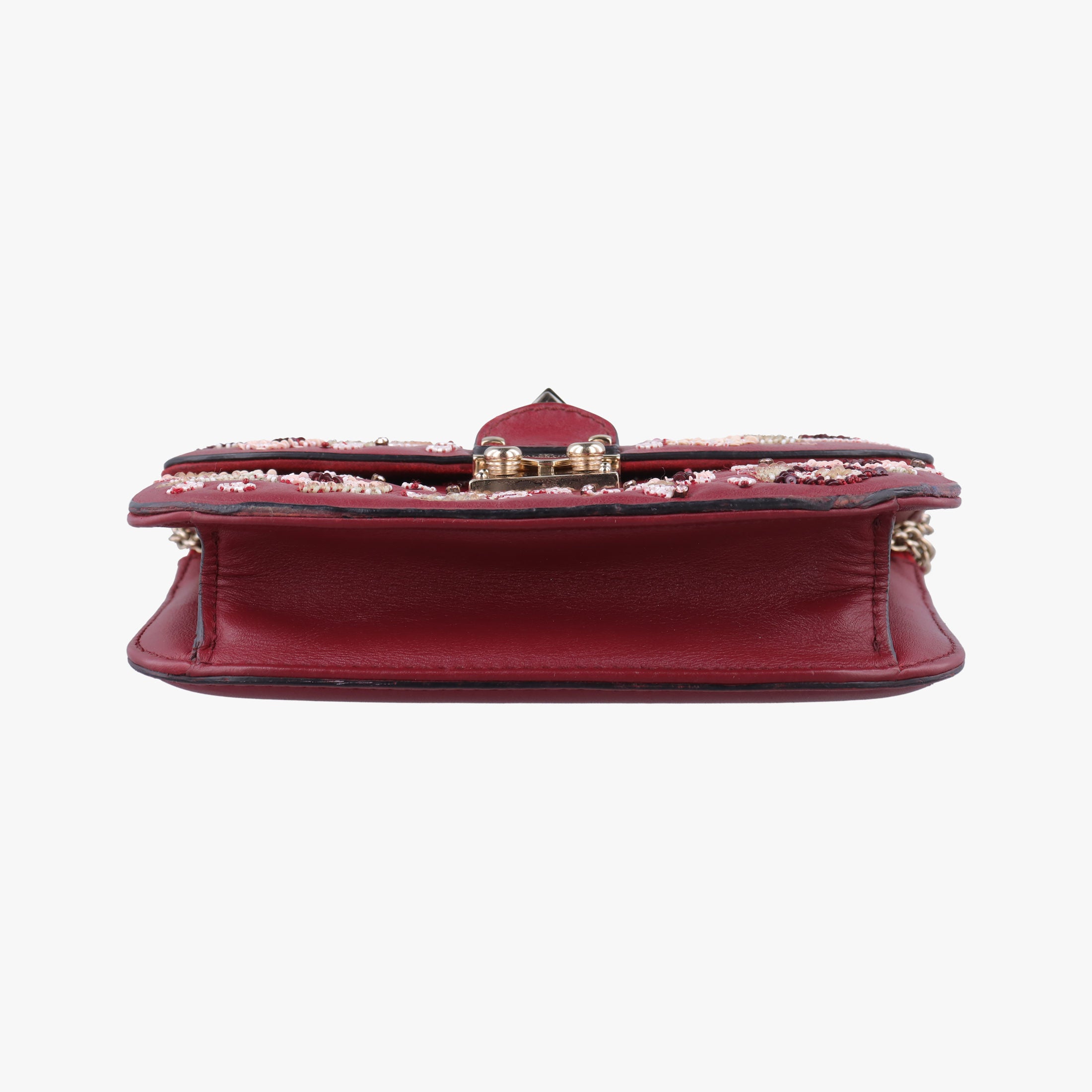 Pre-owned Valentino Rockstud Glam Lock Red Leather  shoulderbag | stylenewstar