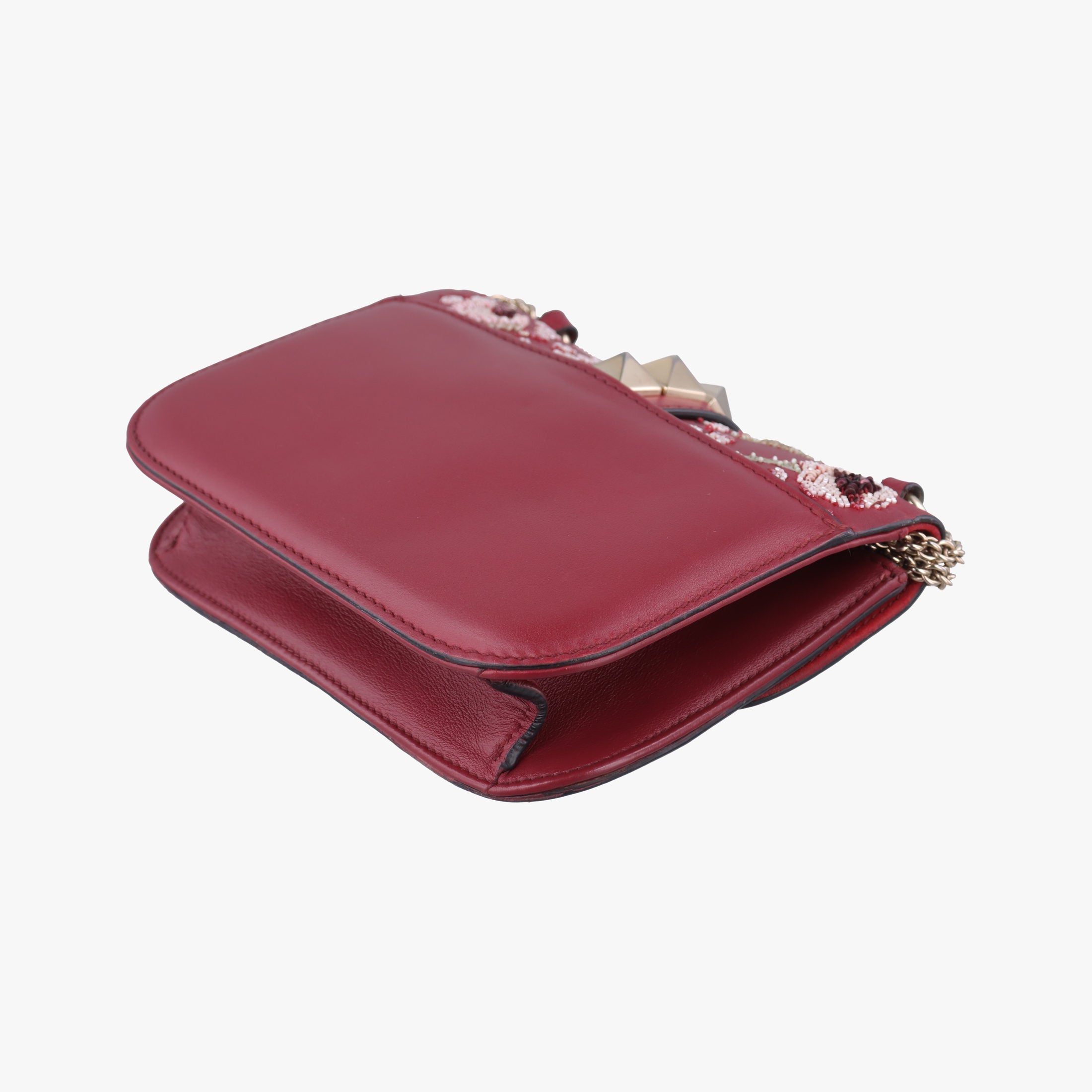 Pre-owned Valentino Rockstud Glam Lock Red Leather  shoulderbag | stylenewstar