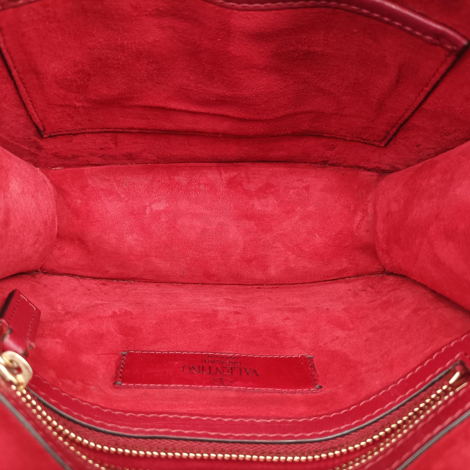 Pre-owned Valentino Rockstud Glam Lock Red Leather  shoulderbag | stylenewstar