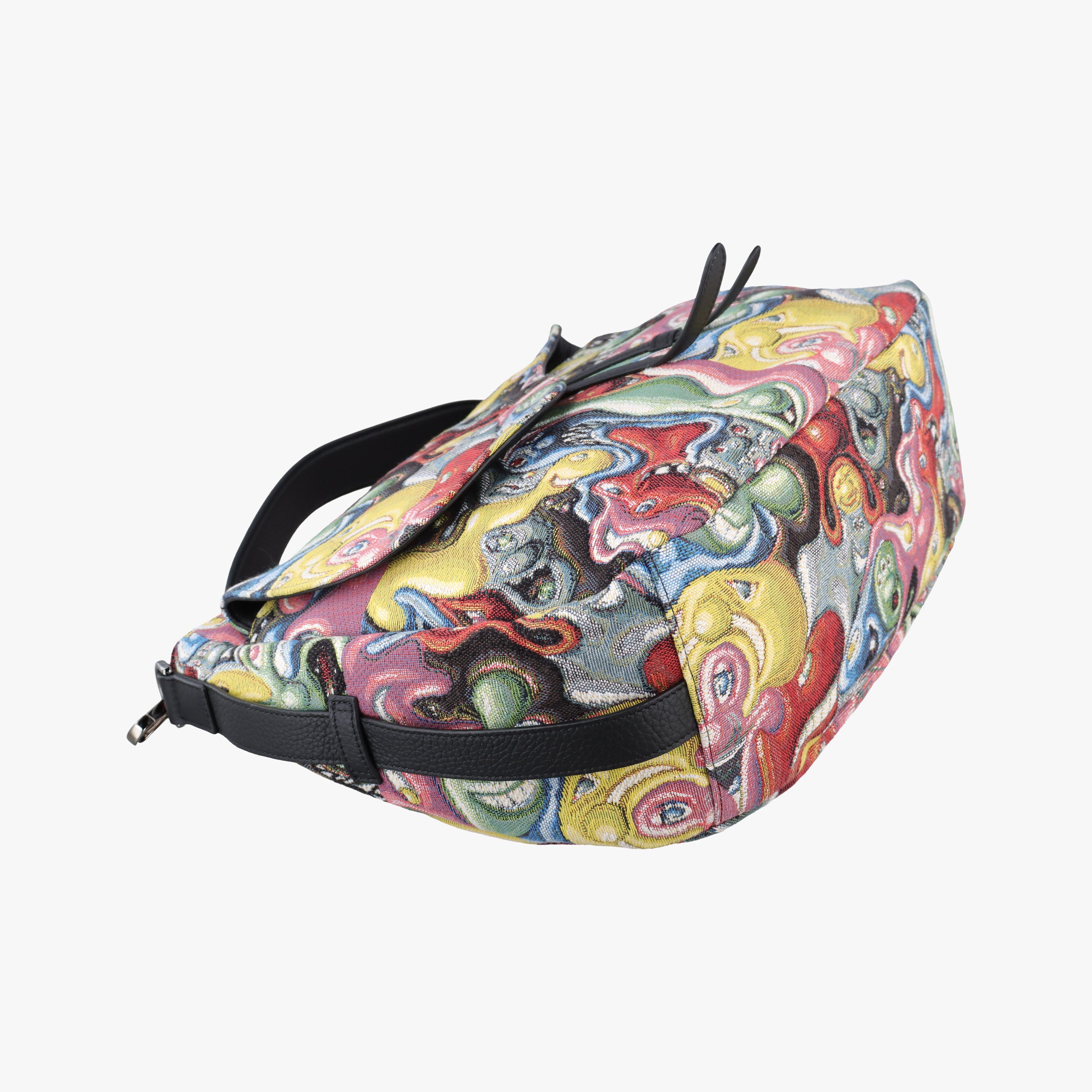 Pre-owned Christian Dior DIOR AND KENNY SCHARF Saddle Soft Multicolour Jacquard Canvas × Grained Calfskin  shoulderbag | stylenewstar