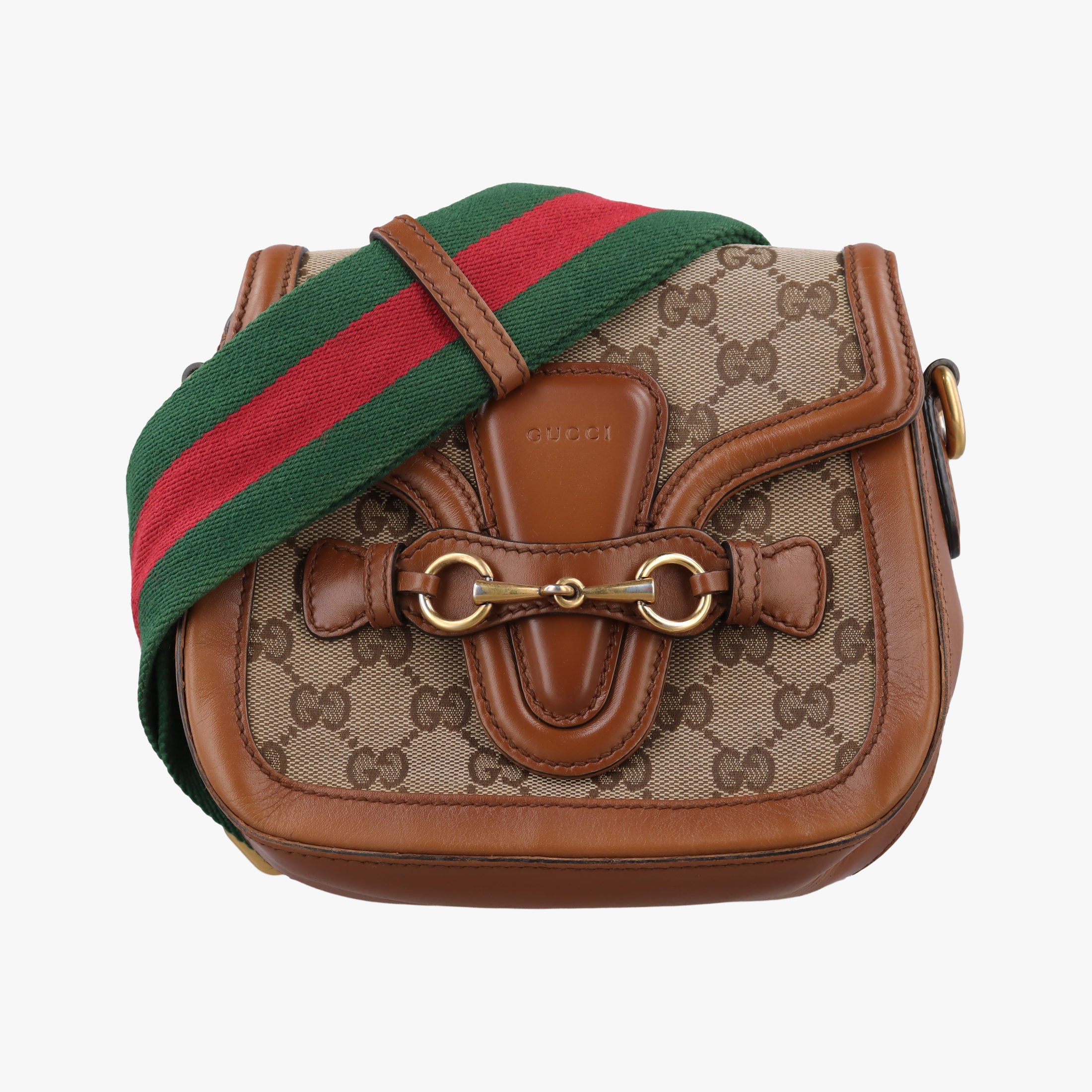 Pre-owned Gucci Lady Web Brown canvas×leather 384821 shoulderbag | stylenewstar