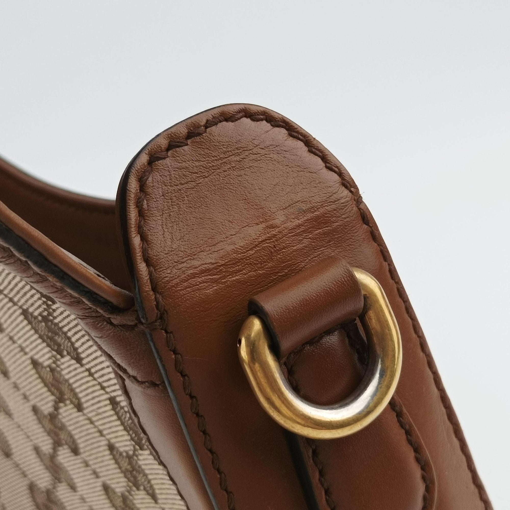 Pre-owned Gucci Lady Web Brown canvas×leather 384821 shoulderbag | stylenewstar
