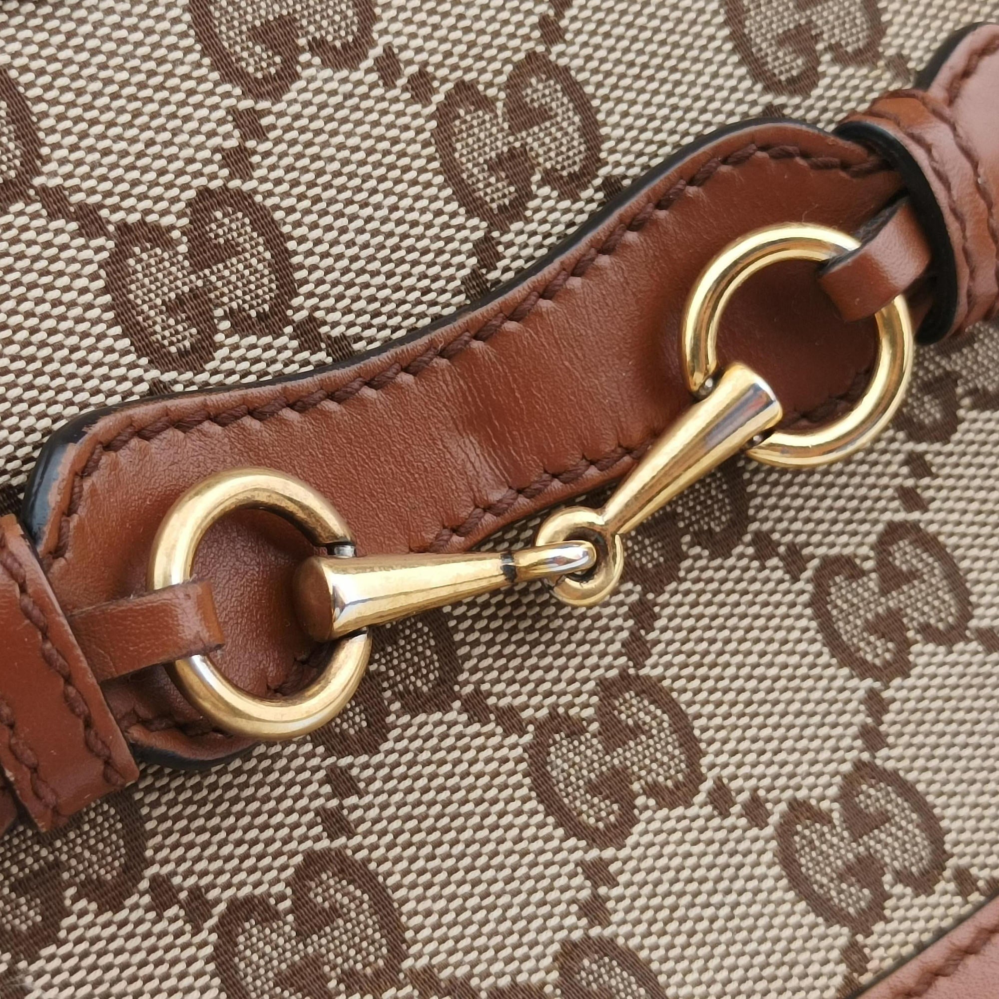 Pre-owned Gucci Lady Web Brown canvas×leather 384821 shoulderbag | stylenewstar