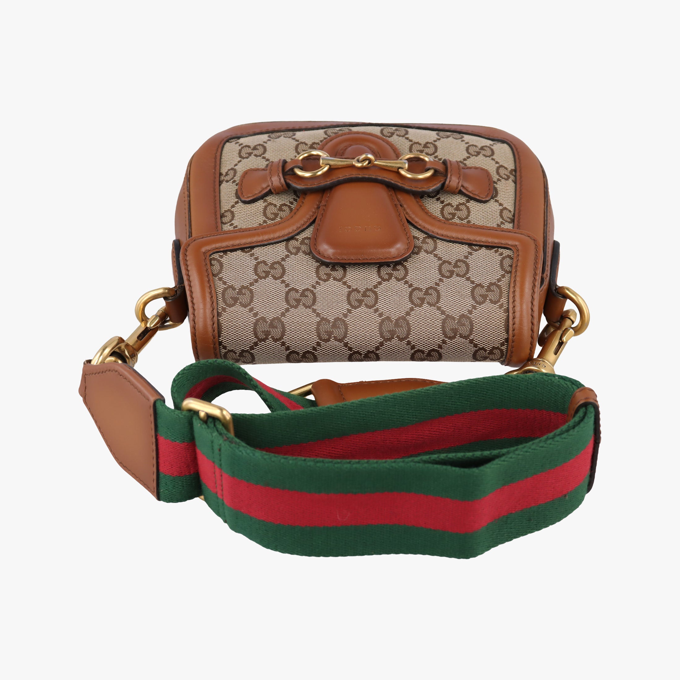 Pre-owned Gucci Lady Web Brown canvas×leather 384821 shoulderbag | stylenewstar