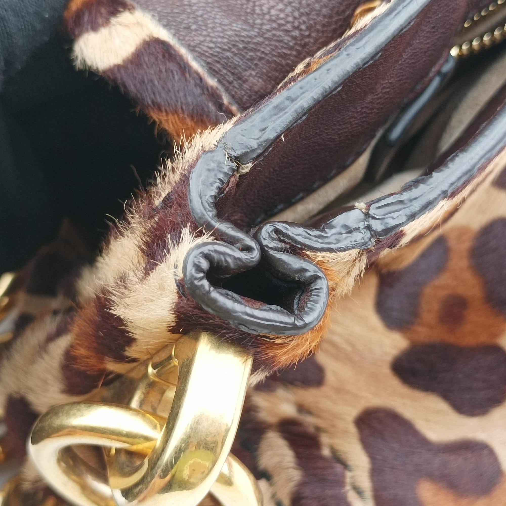 Vintage Prada Leopard Print Brown×Multicolour ponyhair  shoulderbag | stylenewstar