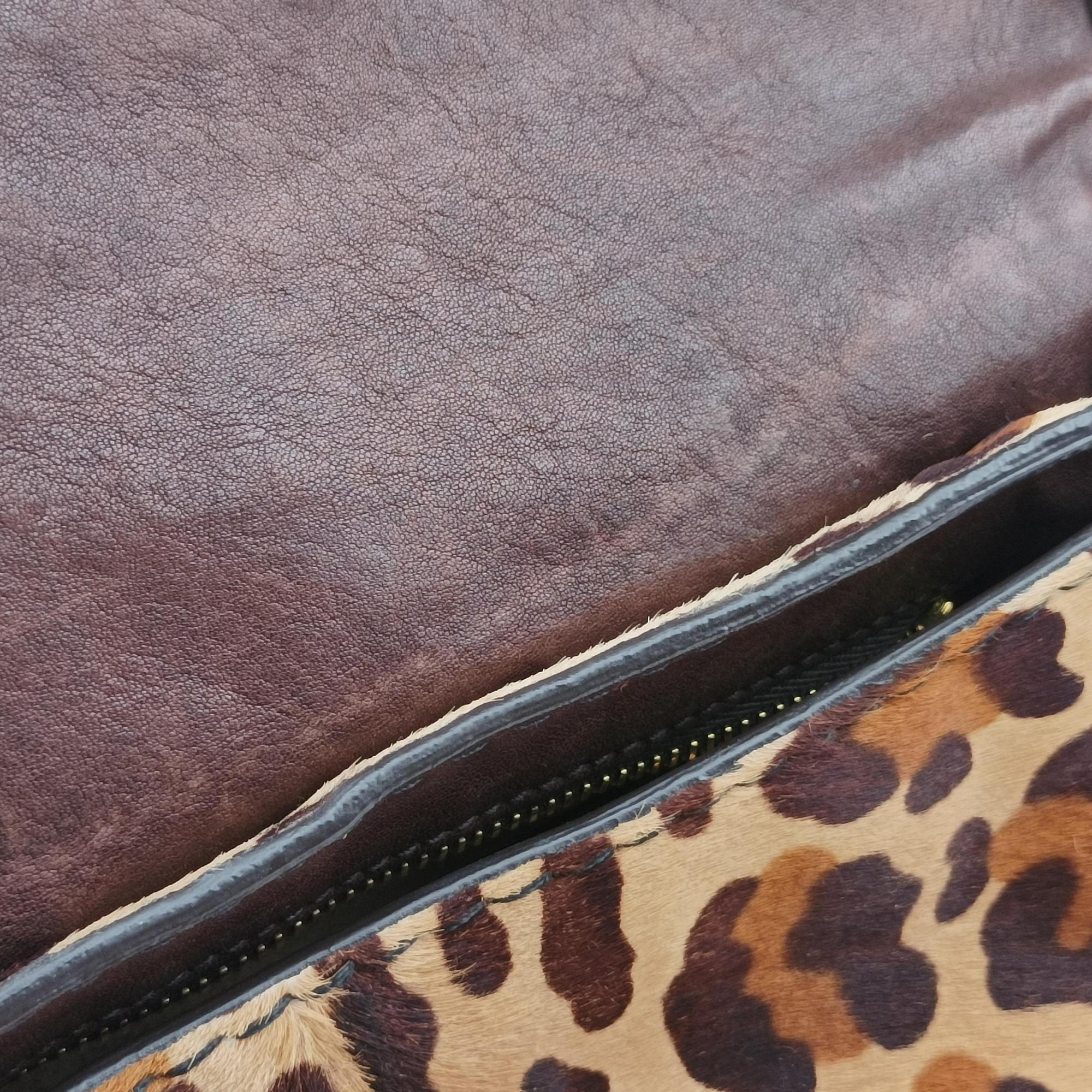 Vintage Prada Leopard Print Brown×Multicolour ponyhair  shoulderbag | stylenewstar