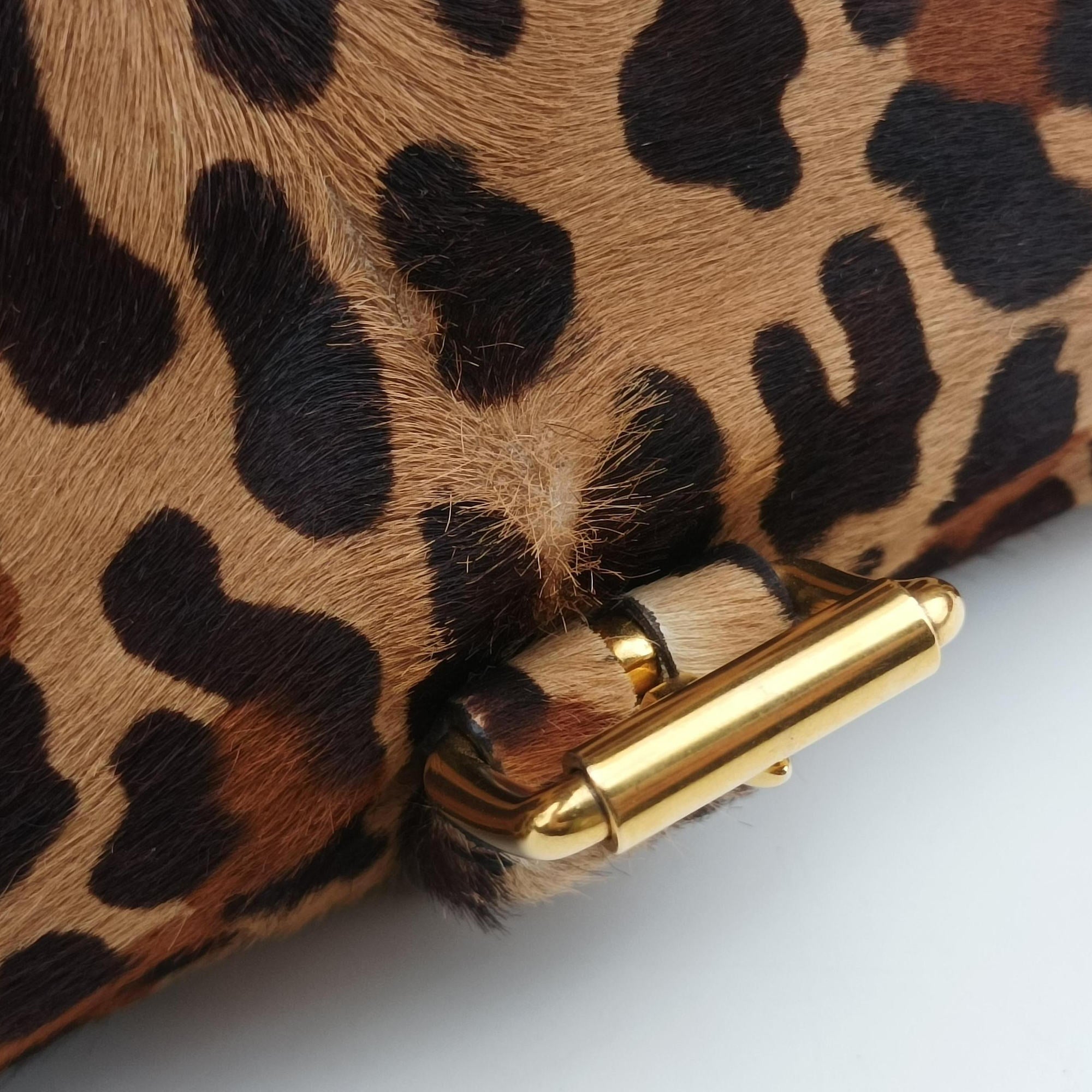Vintage Prada Leopard Print Brown×Multicolour ponyhair  shoulderbag | stylenewstar