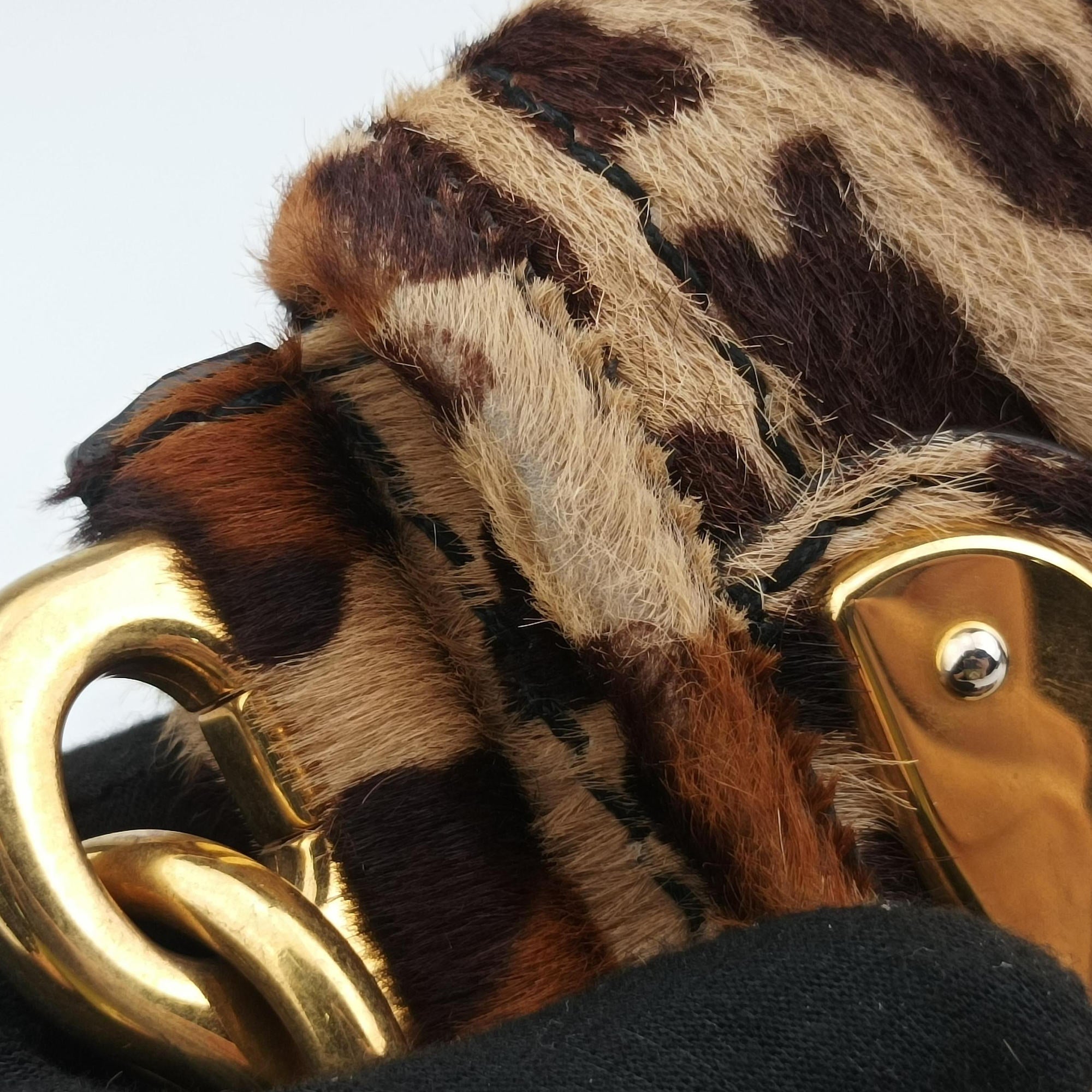 Vintage Prada Leopard Print Brown×Multicolour ponyhair  shoulderbag | stylenewstar