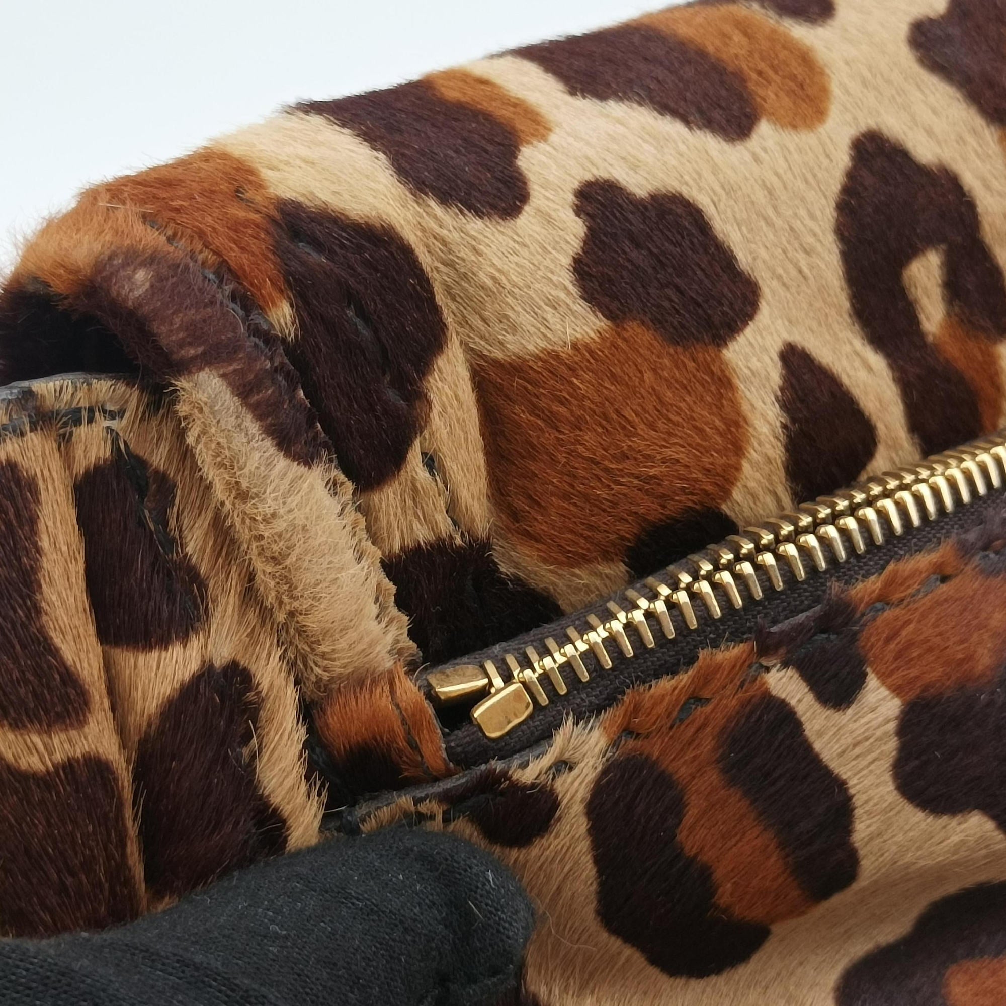 Vintage Prada Leopard Print Brown×Multicolour ponyhair  shoulderbag | stylenewstar