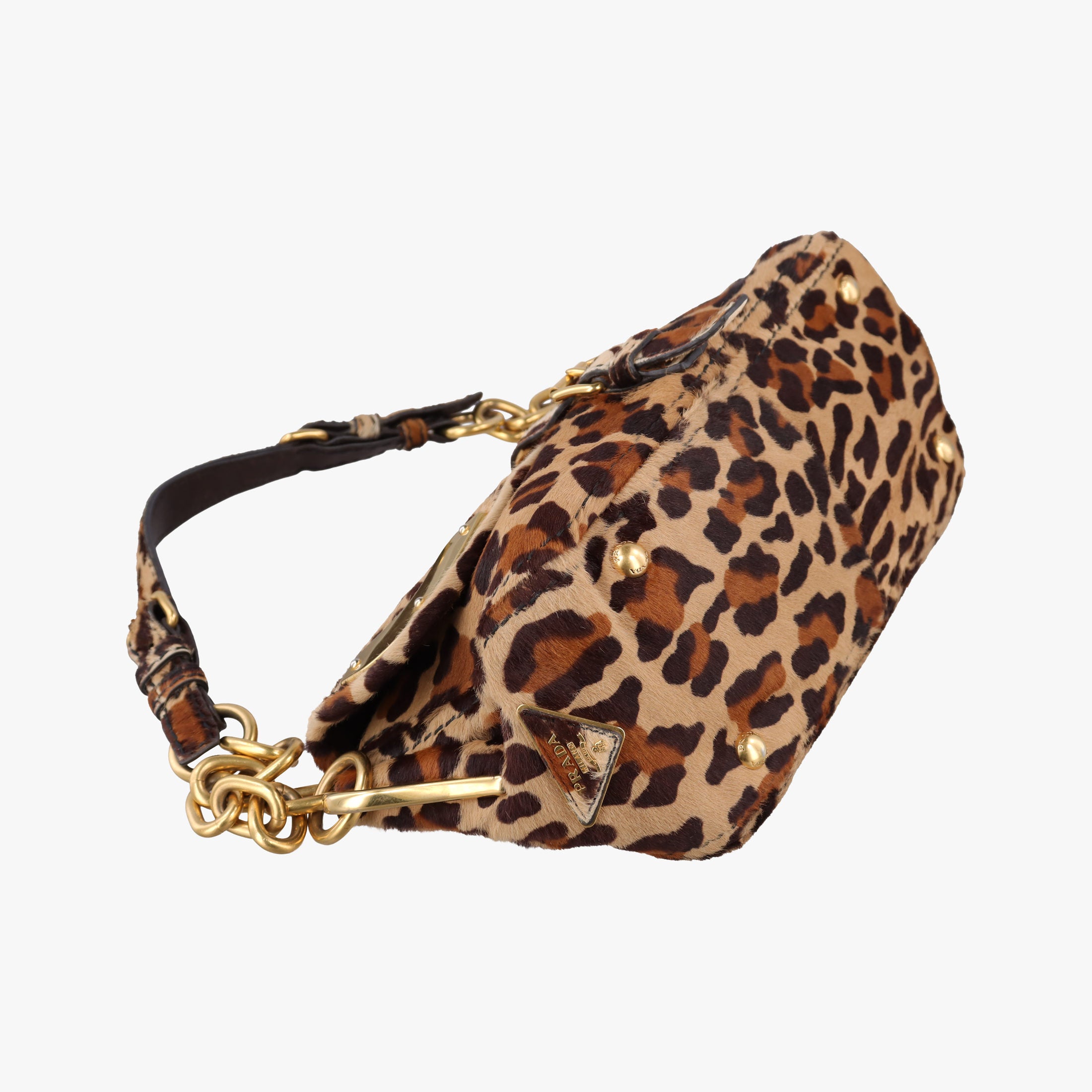 Vintage Prada Leopard Print Brown×Multicolour ponyhair  shoulderbag | stylenewstar