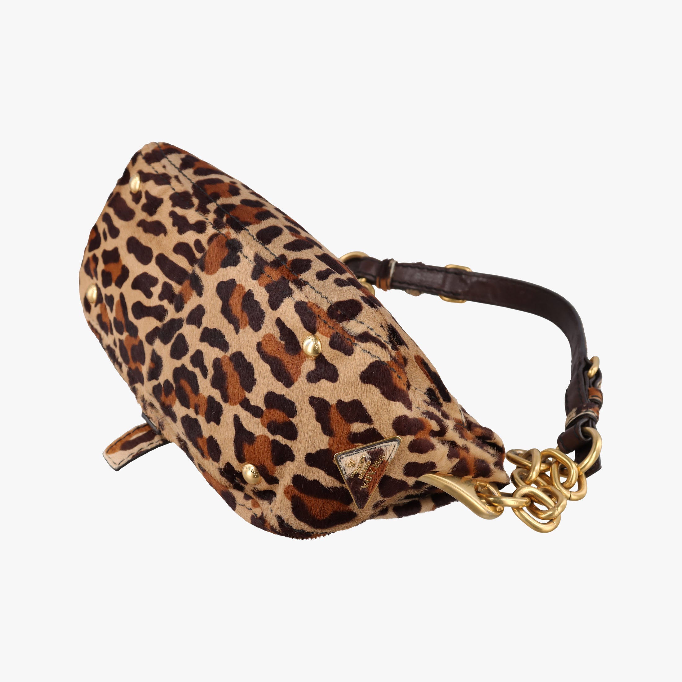 Vintage Prada Leopard Print Brown×Multicolour ponyhair  shoulderbag | stylenewstar