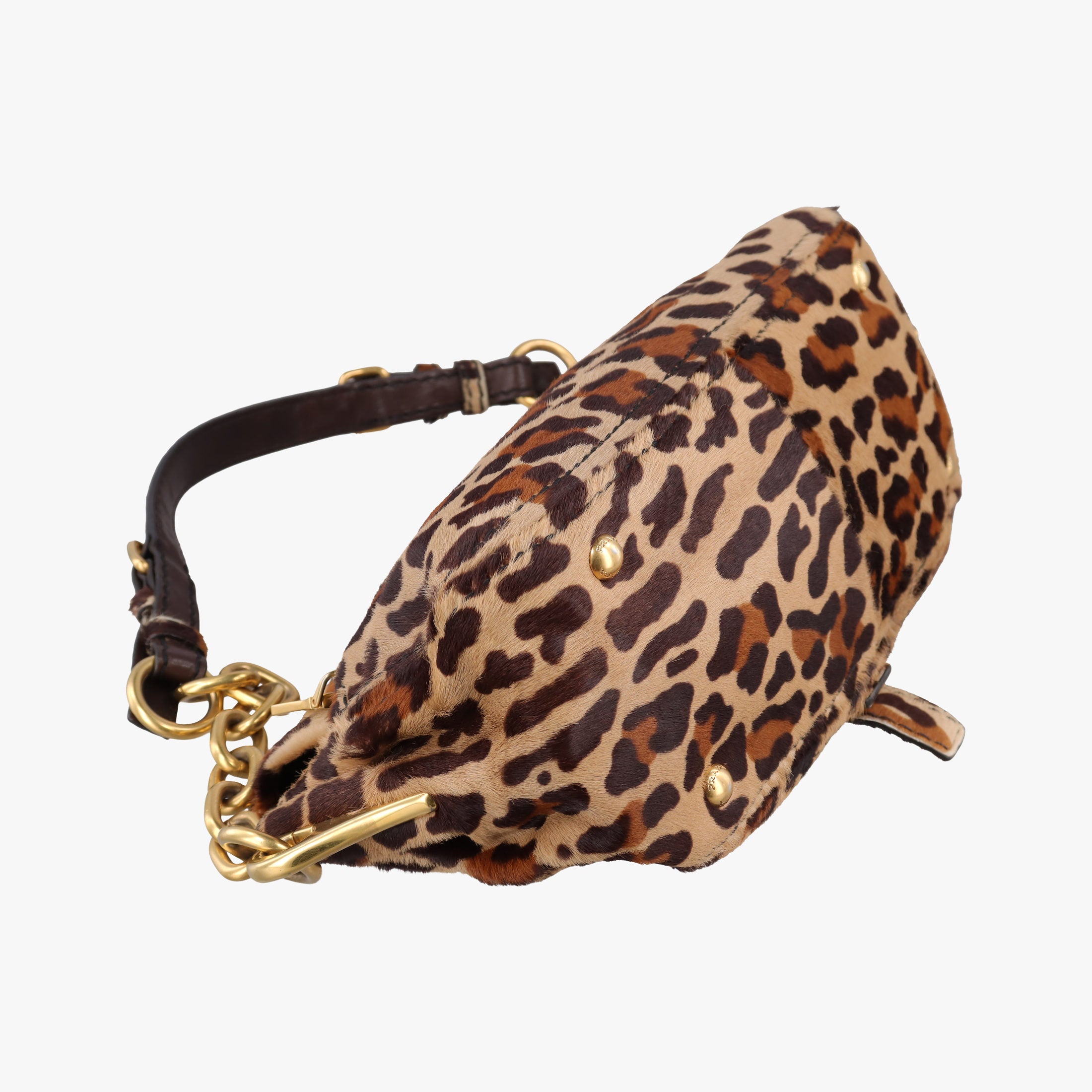 Vintage Prada Leopard Print Brown×Multicolour ponyhair  shoulderbag | stylenewstar