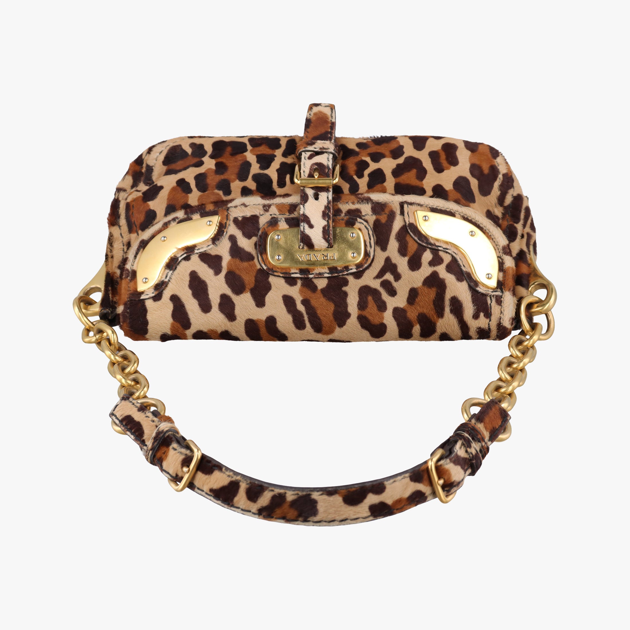Vintage Prada Leopard Print Brown×Multicolour ponyhair  shoulderbag | stylenewstar