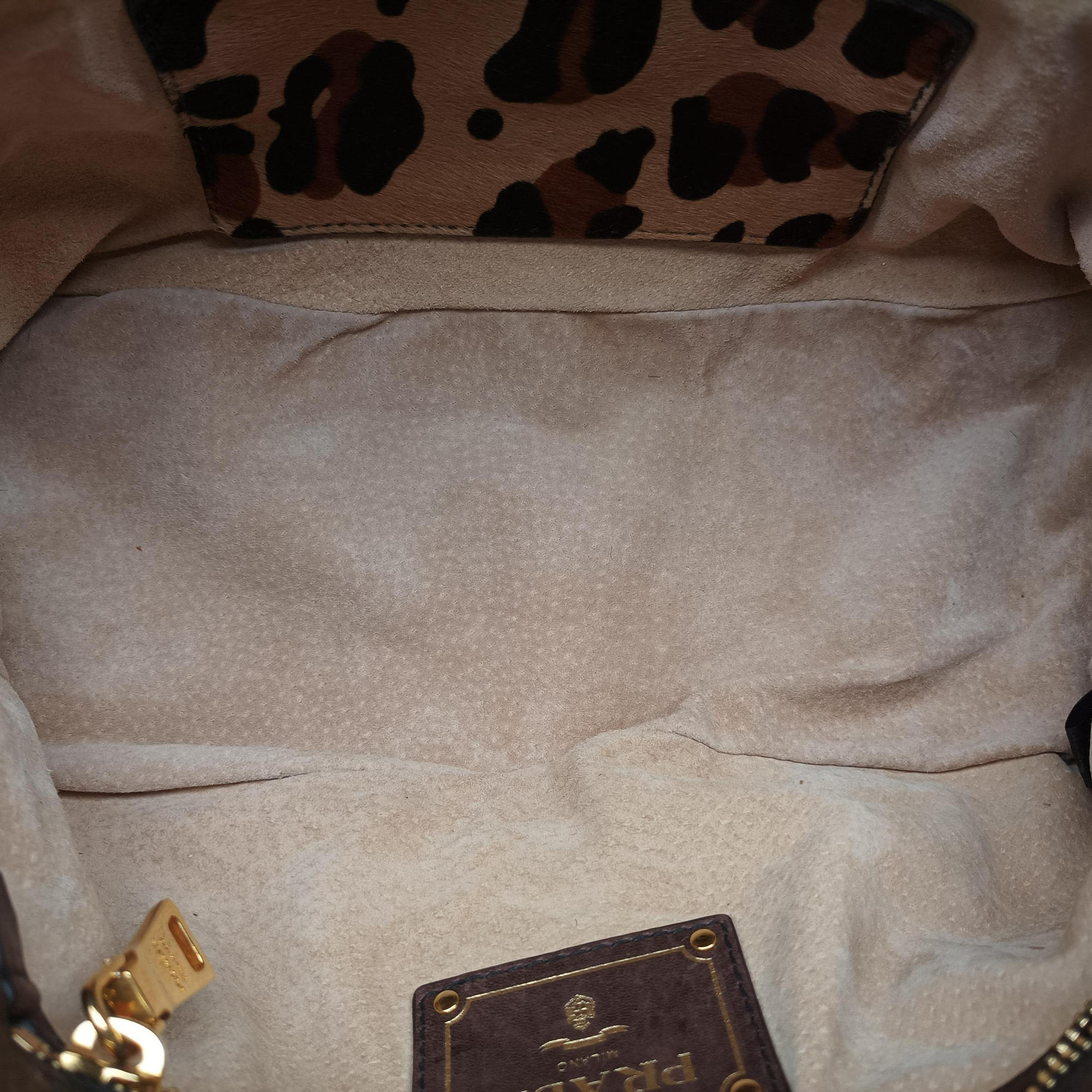 Vintage Prada Leopard Print Brown×Multicolour ponyhair  shoulderbag | stylenewstar