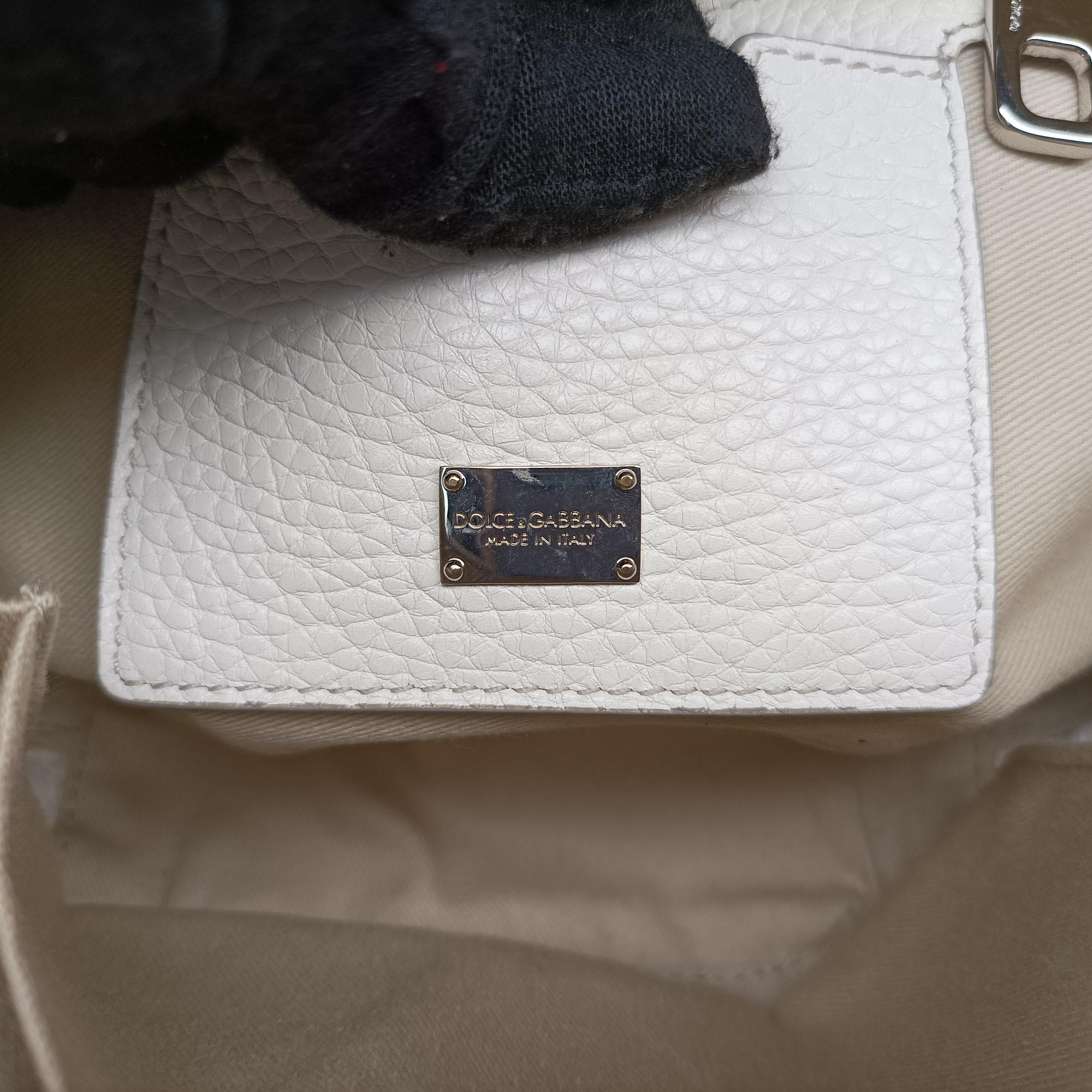 Pre-owned Dolce & Gabbana Flower Motif Rhinestone Lock WhitexMulticolour Leather  shoulderbag | stylenewstar