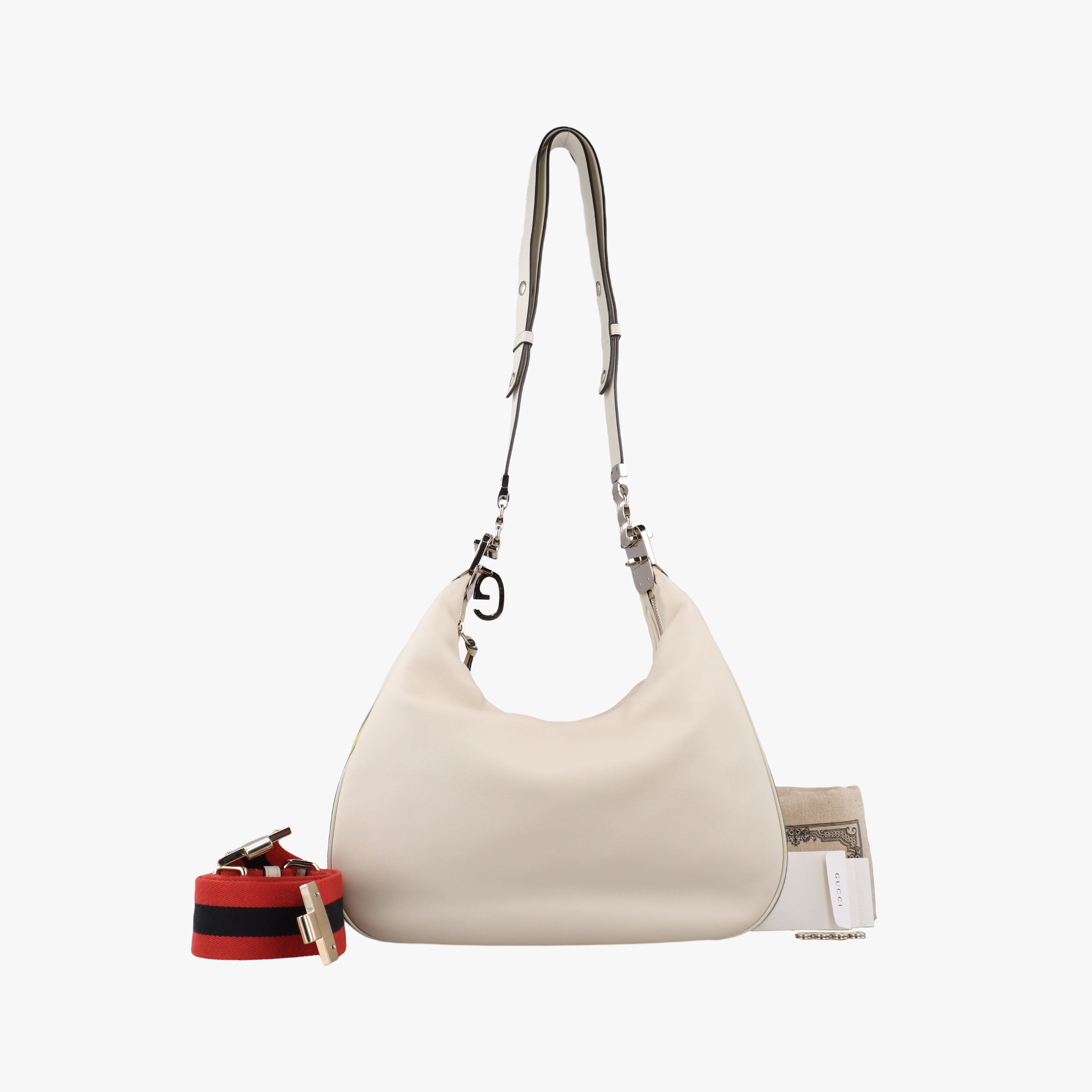 Pre-owned Gucci Attache G-Shaped Hook White Leather 702823 shoulderbag | stylenewstar