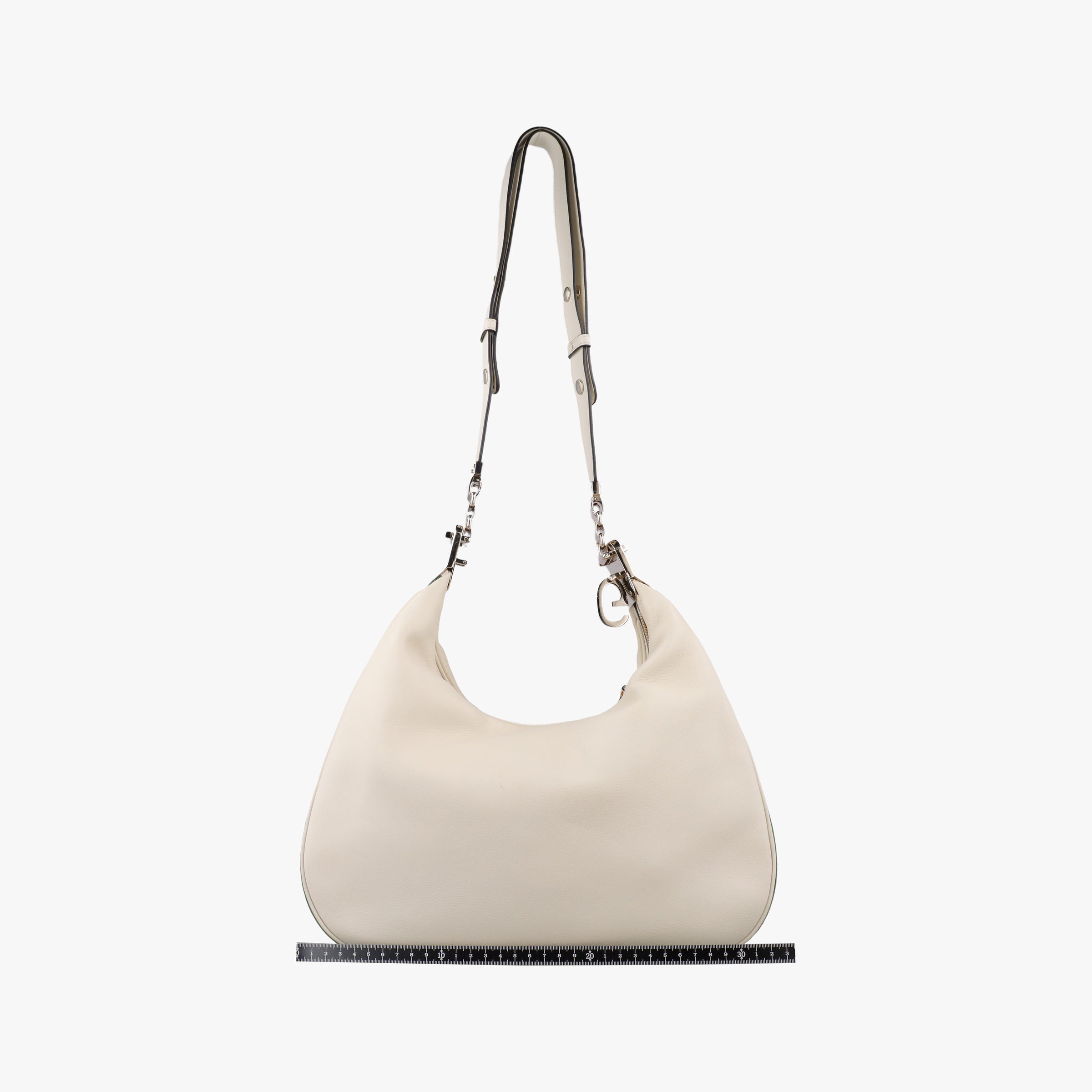 Pre-owned Gucci Attache G-Shaped Hook White Leather 702823 shoulderbag | stylenewstar