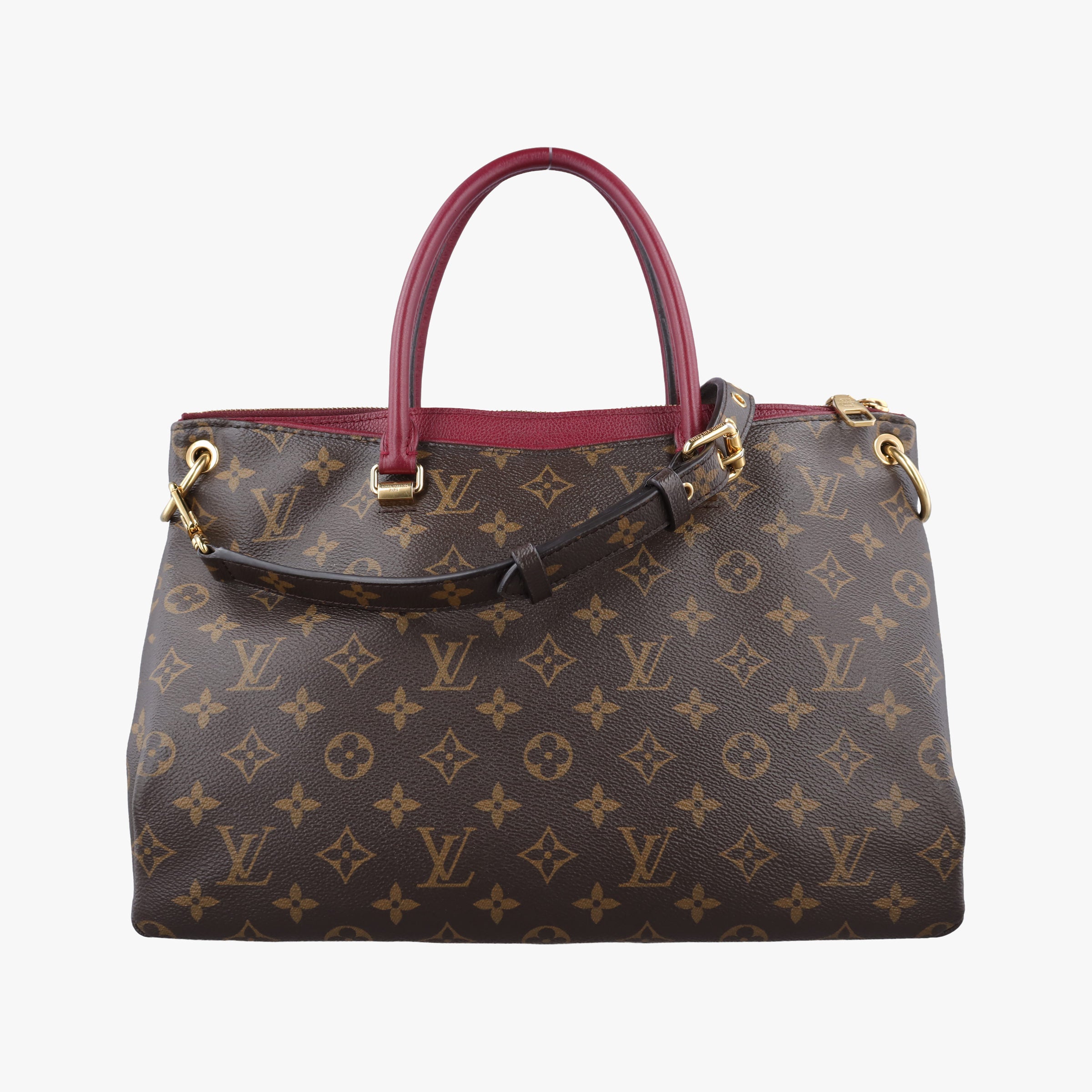 Pre-owned Louis Vuitton PALLAS brown×RAISIN Monogram Canvas×calf leather M41599 shoulderbag | stylenewstar