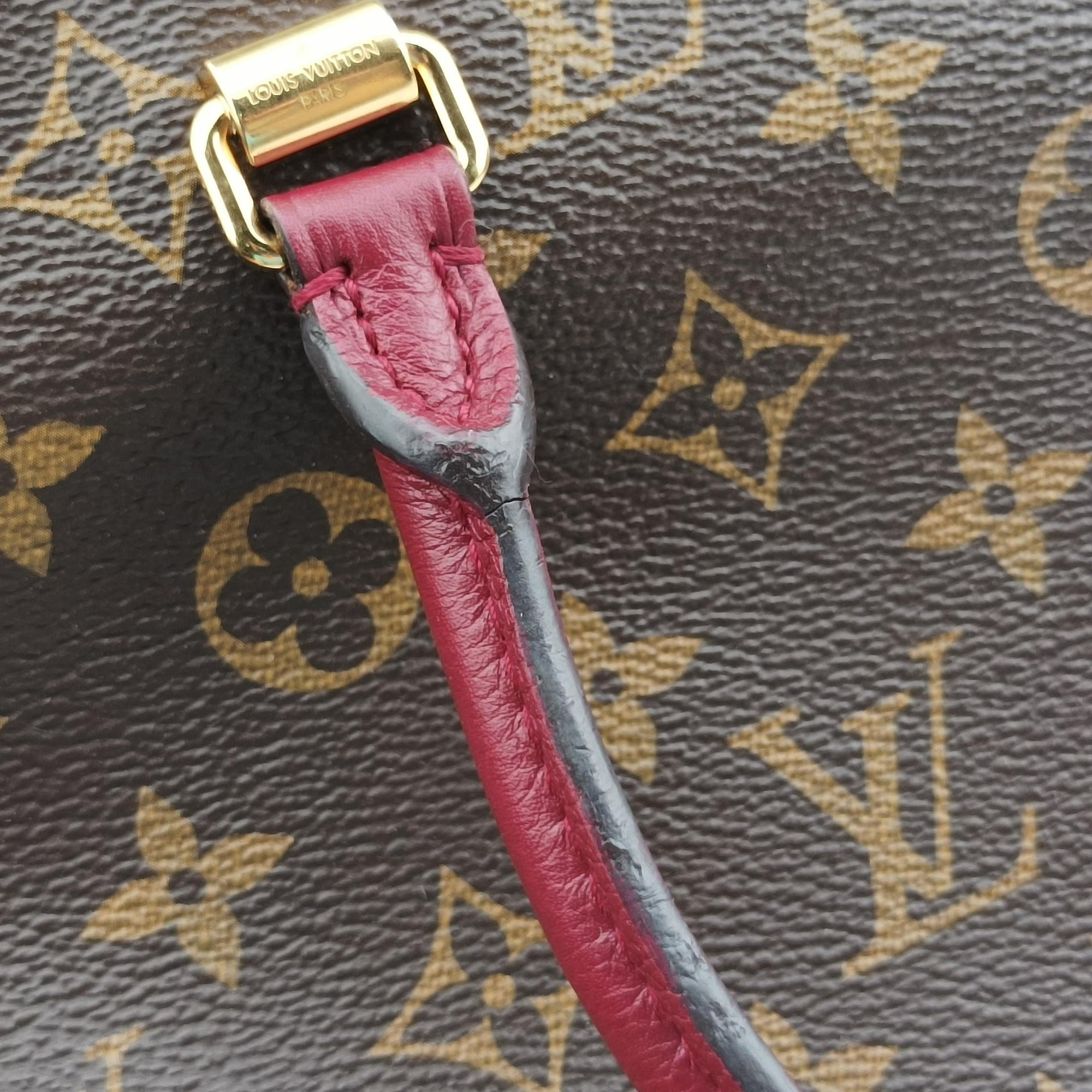 Pre-owned Louis Vuitton PALLAS brown×RAISIN Monogram Canvas×calf leather M41599 shoulderbag | stylenewstar