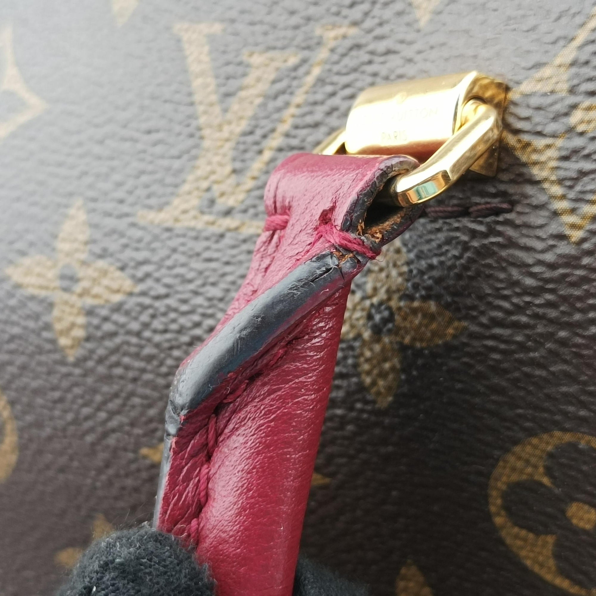 Pre-owned Louis Vuitton PALLAS brown×RAISIN Monogram Canvas×calf leather M41599 shoulderbag | stylenewstar