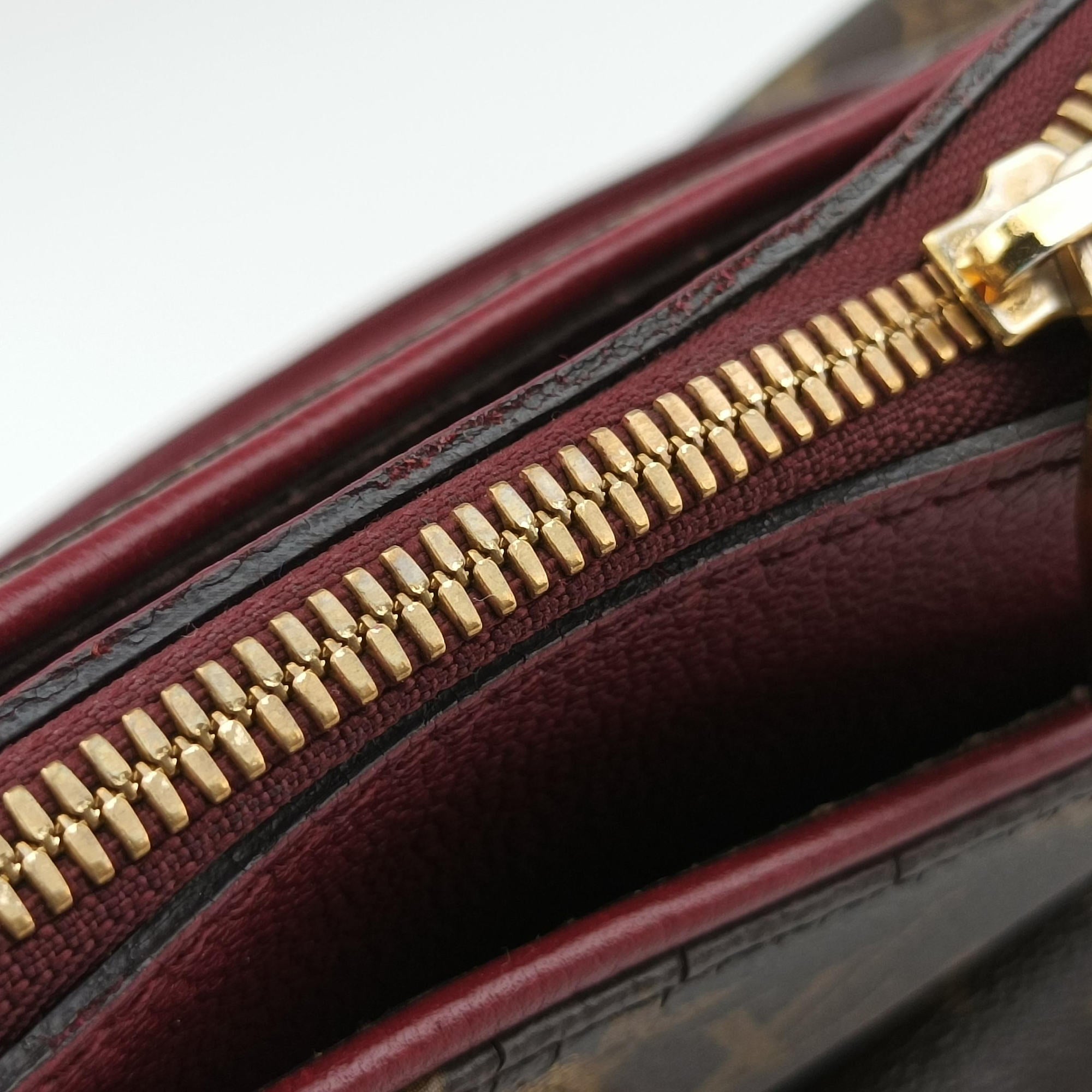 Pre-owned Louis Vuitton PALLAS brown×RAISIN Monogram Canvas×calf leather M41599 shoulderbag | stylenewstar