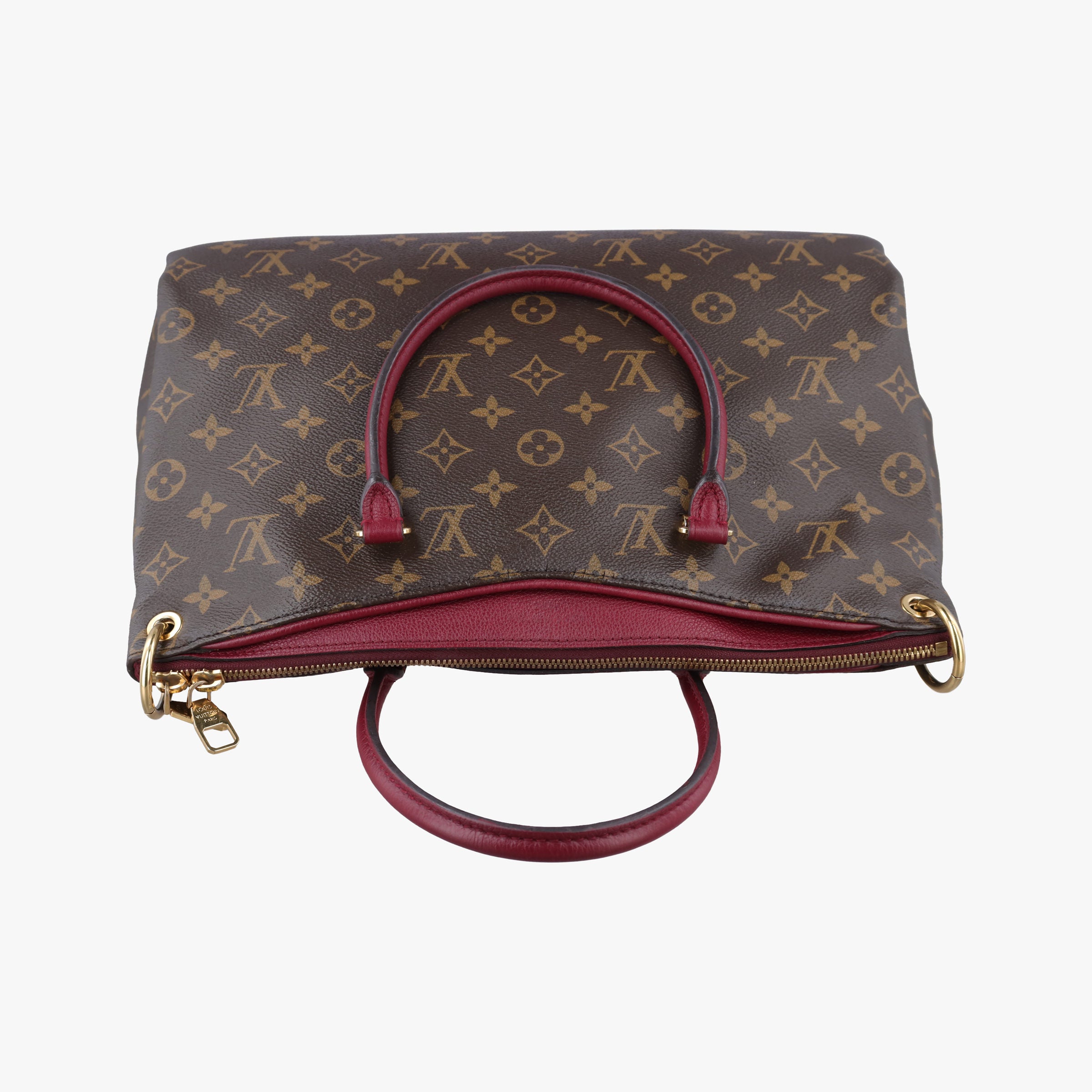 Pre-owned Louis Vuitton PALLAS brown×RAISIN Monogram Canvas×calf leather M41599 shoulderbag | stylenewstar