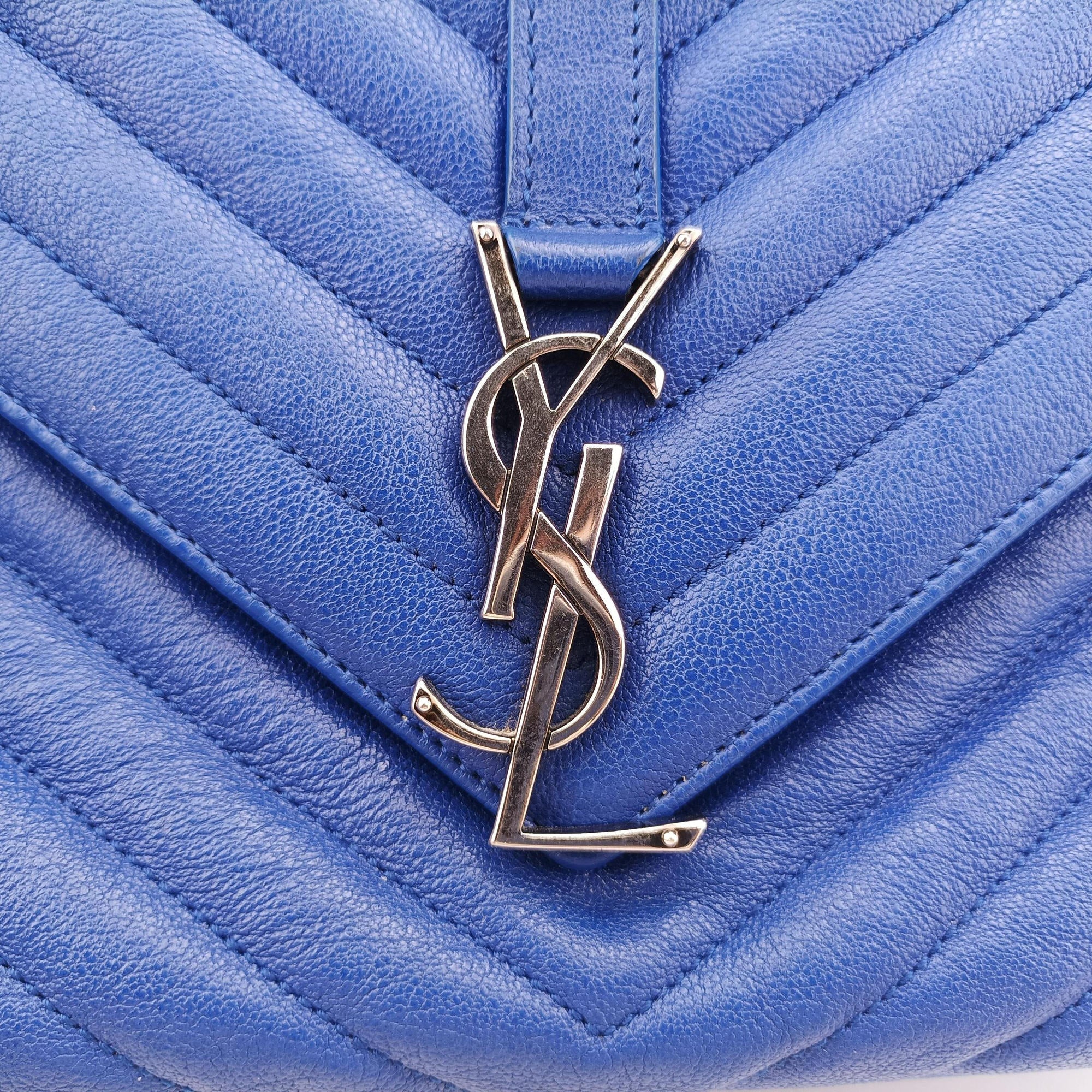 Vintage Yves Saint Laurent COLLEGE Blue Leather 392737 shoulderbag | stylenewstar