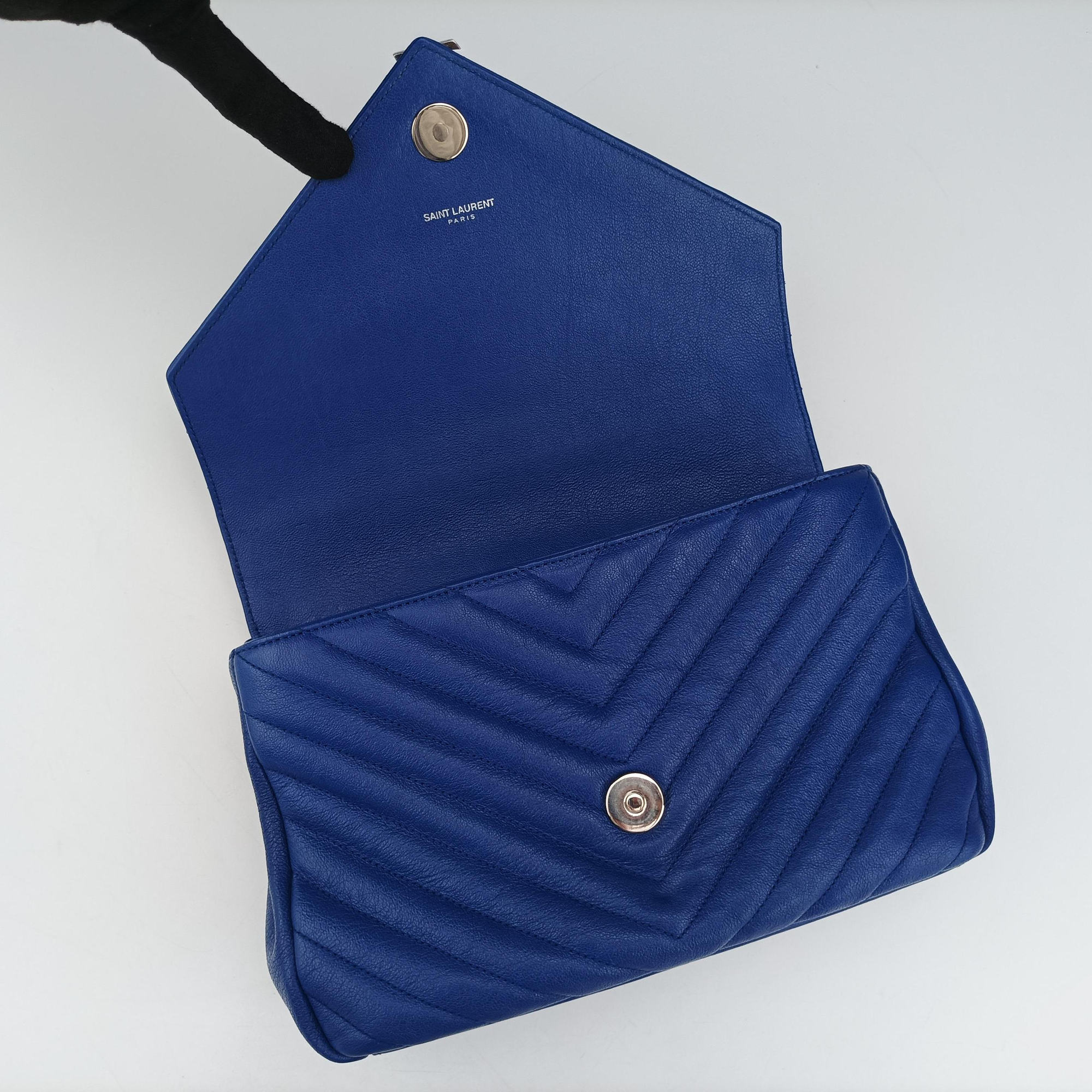 Vintage Yves Saint Laurent COLLEGE Blue Leather 392737 shoulderbag | stylenewstar
