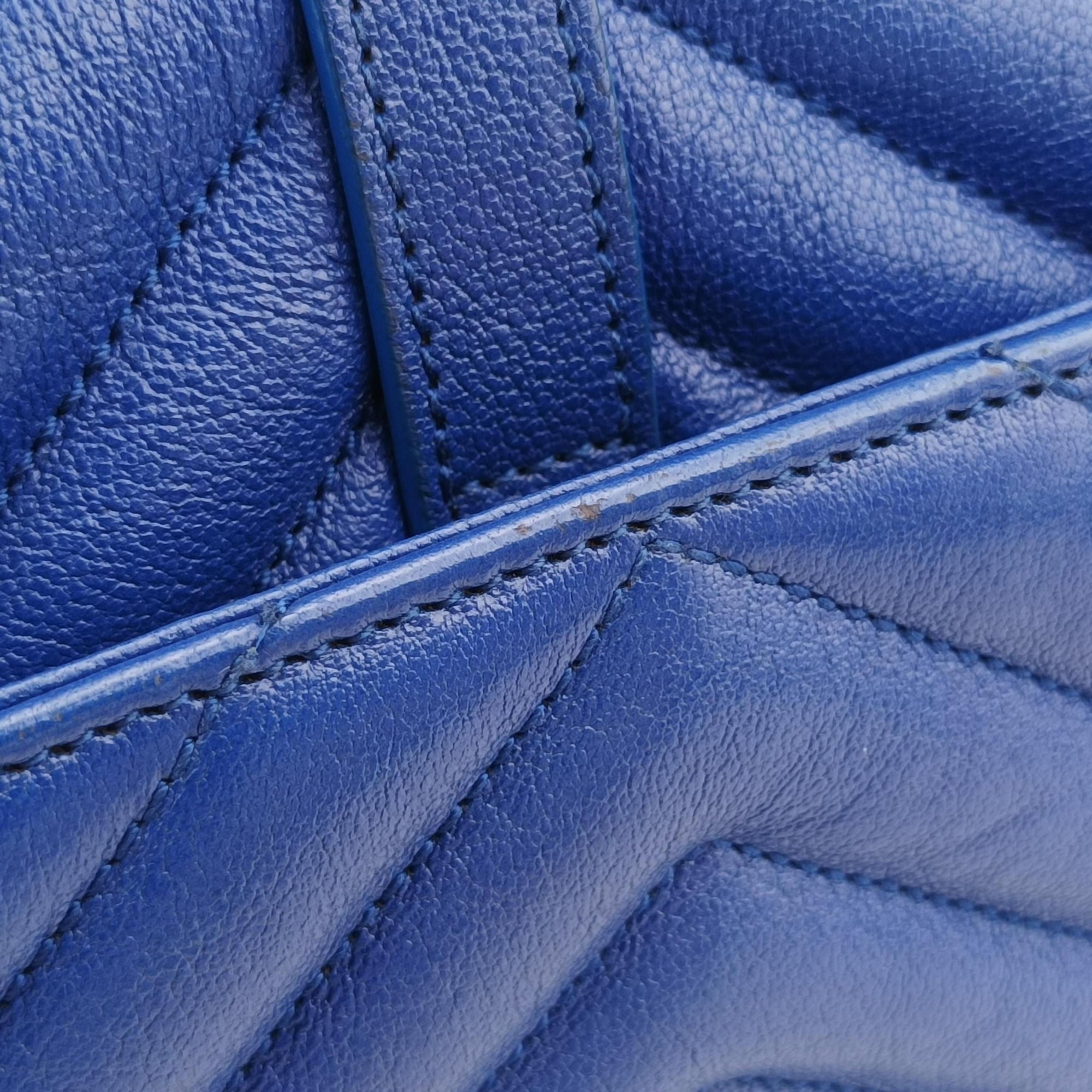 Vintage Yves Saint Laurent COLLEGE Blue Leather 392737 shoulderbag | stylenewstar