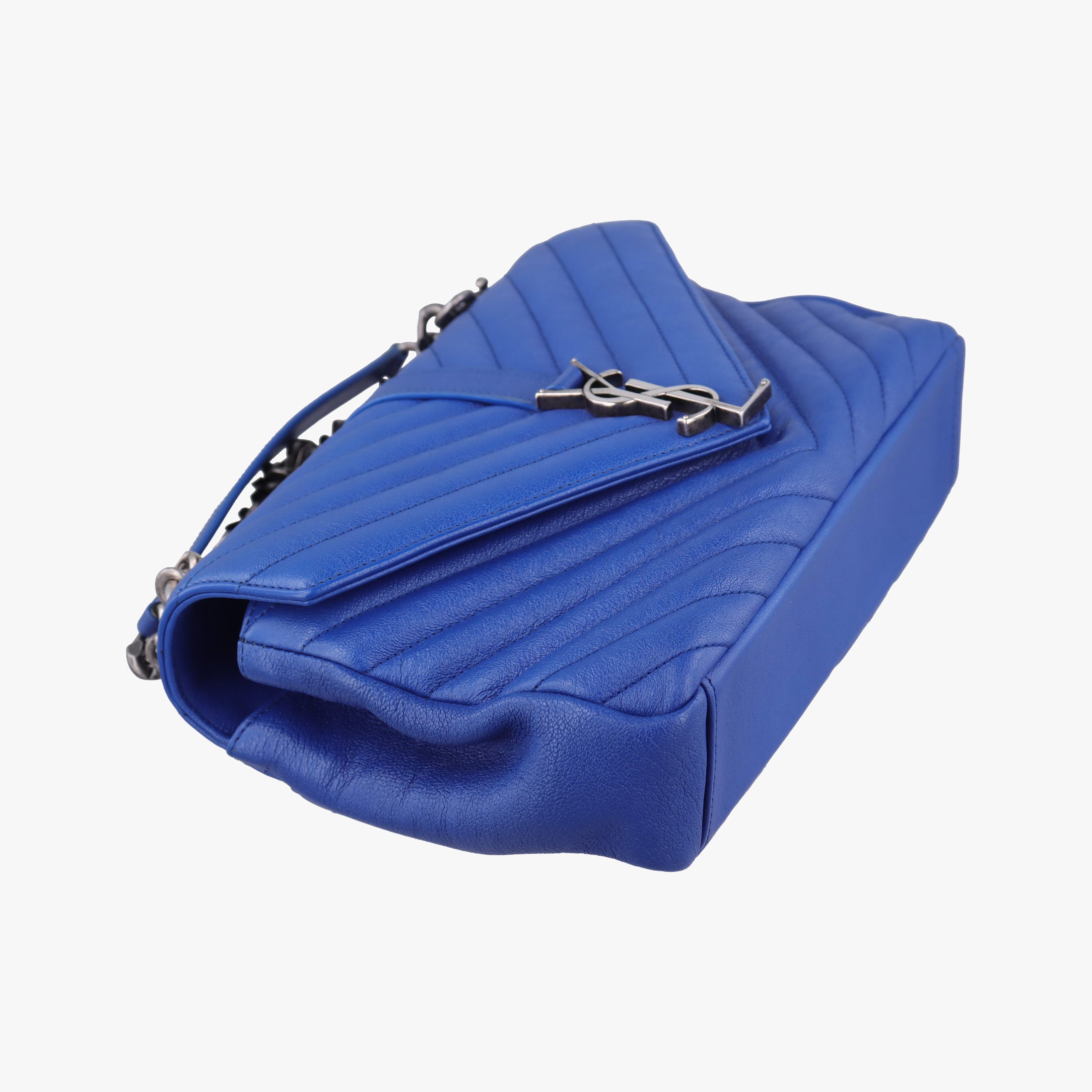 Vintage Yves Saint Laurent COLLEGE Blue Leather 392737 shoulderbag | stylenewstar
