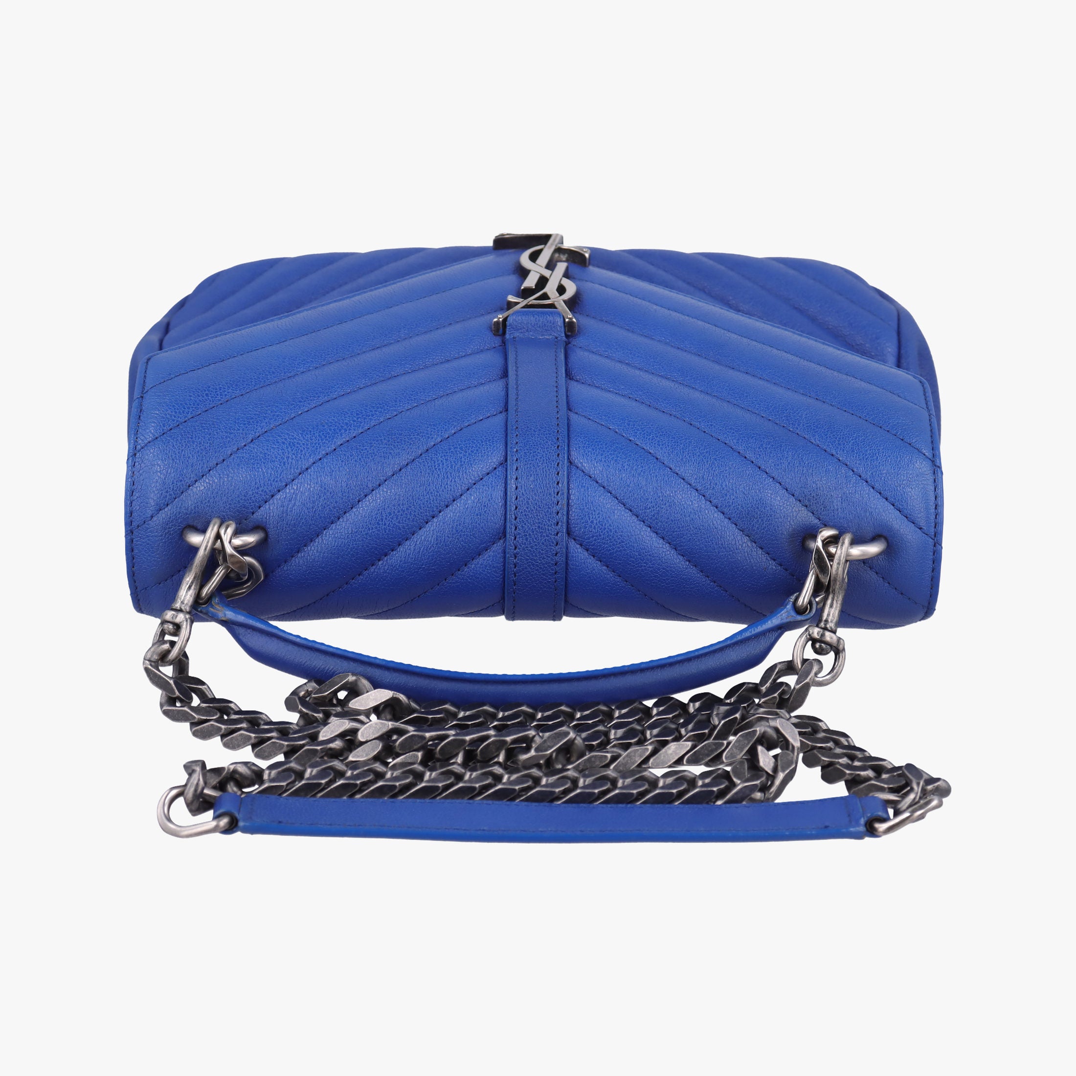 Vintage Yves Saint Laurent COLLEGE Blue Leather 392737 shoulderbag | stylenewstar